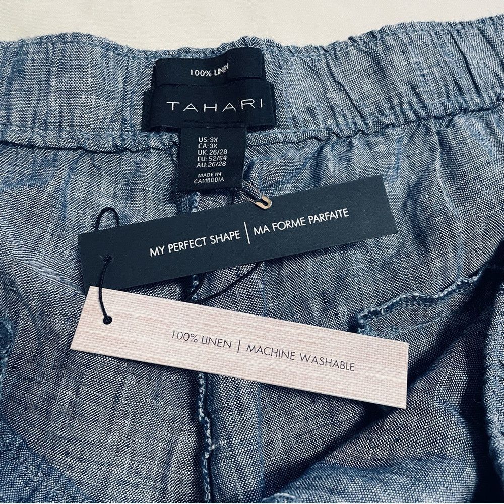 Elie Tahari NWT New Tahari 100% Linen Blue Shorts Size 3X Size 42" / US 20 - 5 Thumbnail