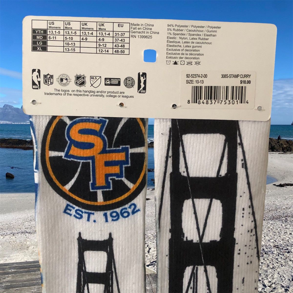 NBA Golden state warriors steph curry socks Size 44 - 6 Thumbnail