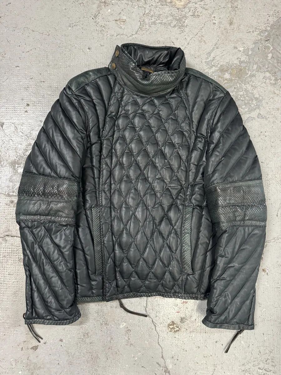 Roberto Cavalli AW2000 Roberto Cavalli Asymmetrical Ninja Python Dark Green Puffer Leather Jacket Size US S / EU 44-46 / 1 - 1 Thumbnail
