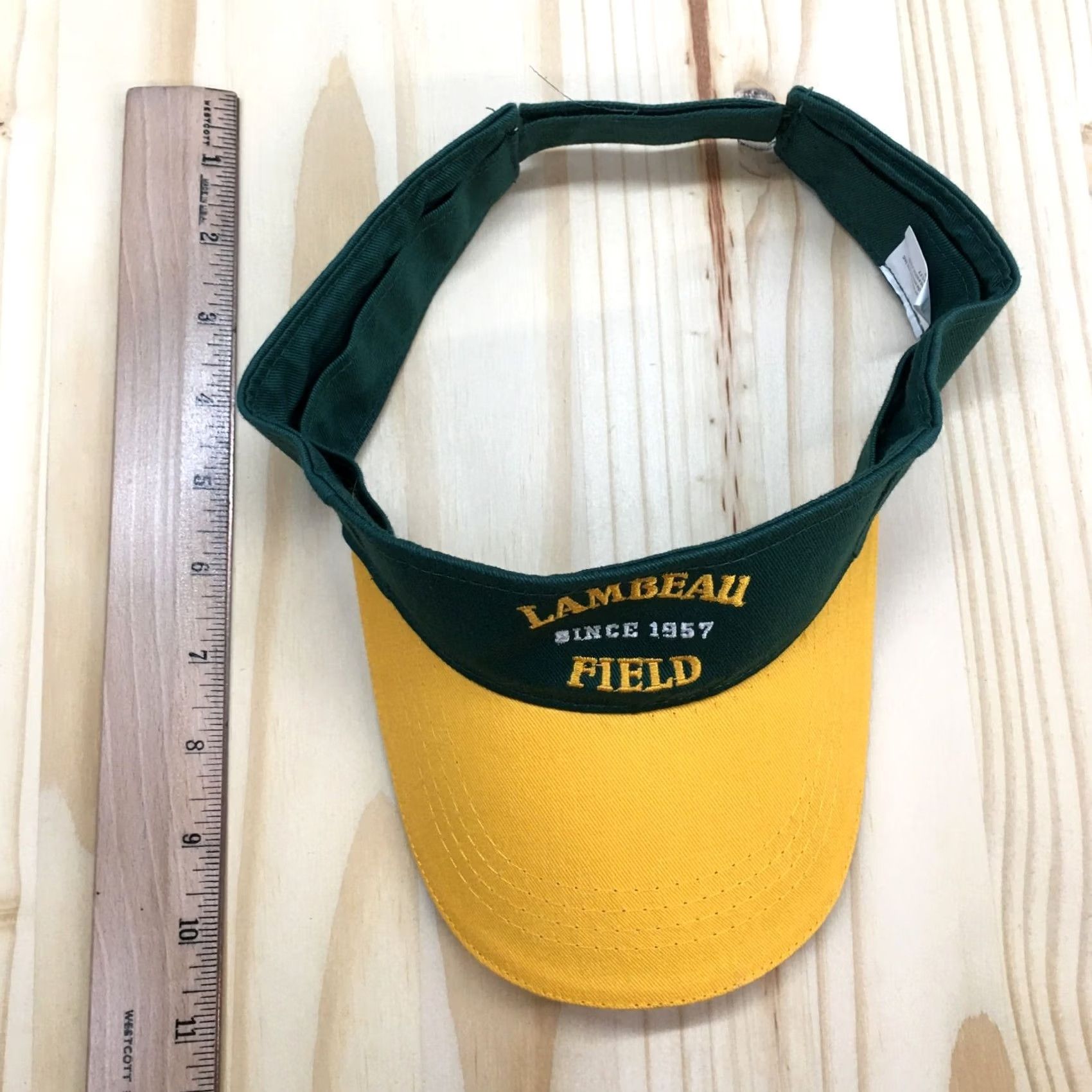 Vintage Lambeau Field 1957 Visor Cap Hat Mens One Size Green Yellow Cotton Adjustable Size ONE SIZE - 3 Thumbnail