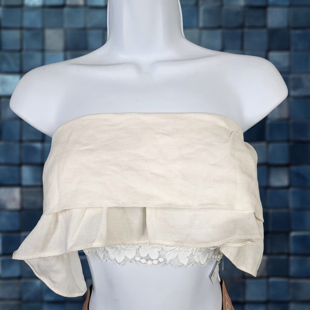 Apiece Apart APIECE APART Women's White Cropped Ruffle Off the Shoulder Top Size 0 Size XS / US 0-2 / IT 36-38 - 1 Thumbnail