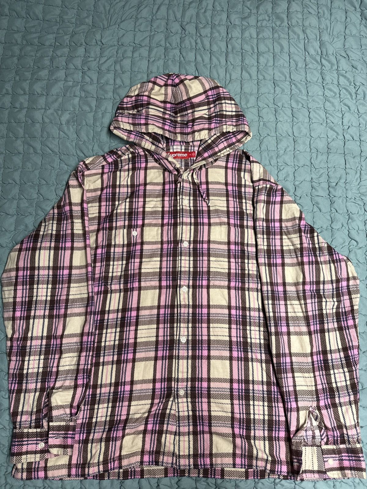 Supreme Supreme printed flannel hoodie shirt SS24 | Grailed