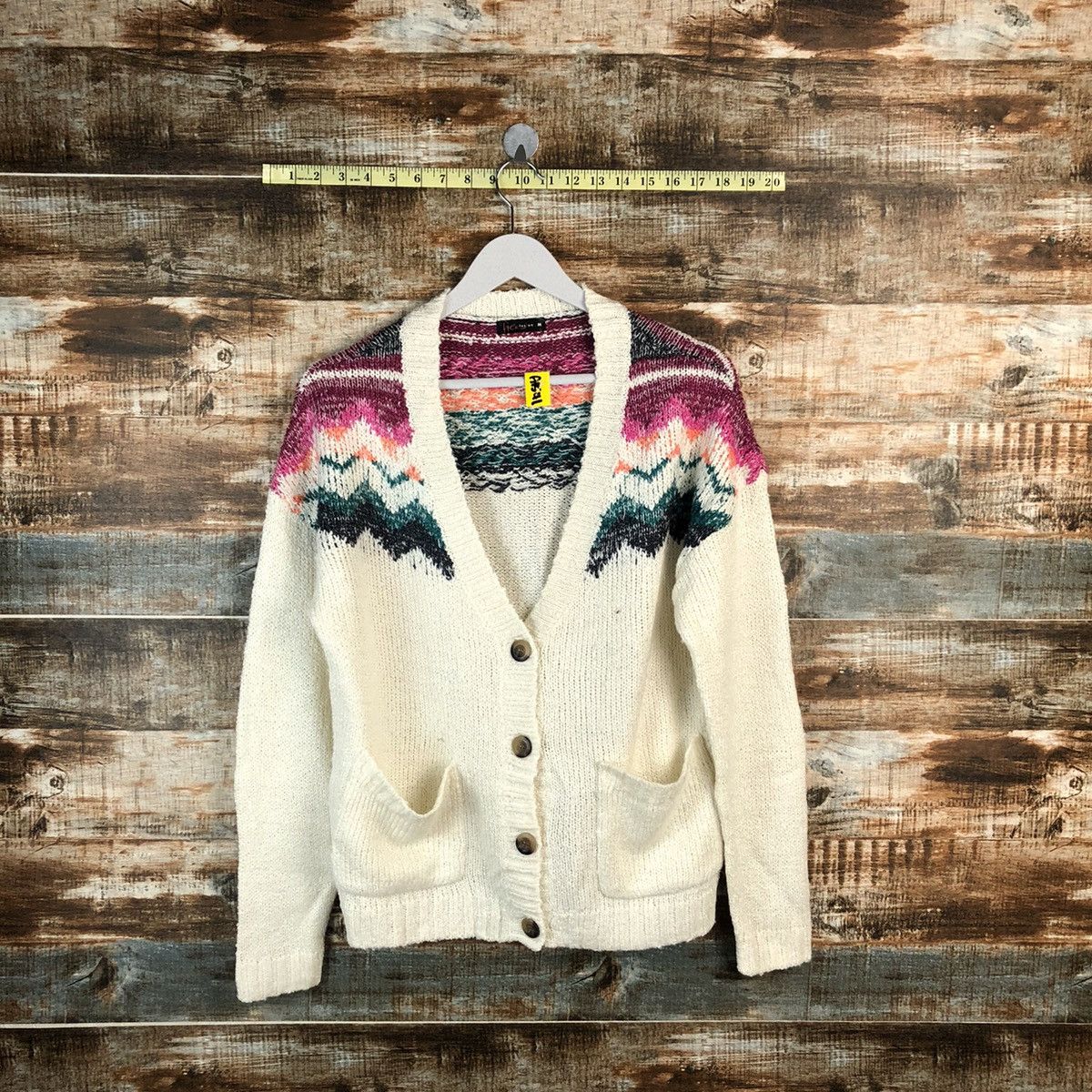 Japanese Brand Free Fusion White Cardigan Knitwear #A1541 Size US M / EU 48-50 / 2 - 1 Thumbnail