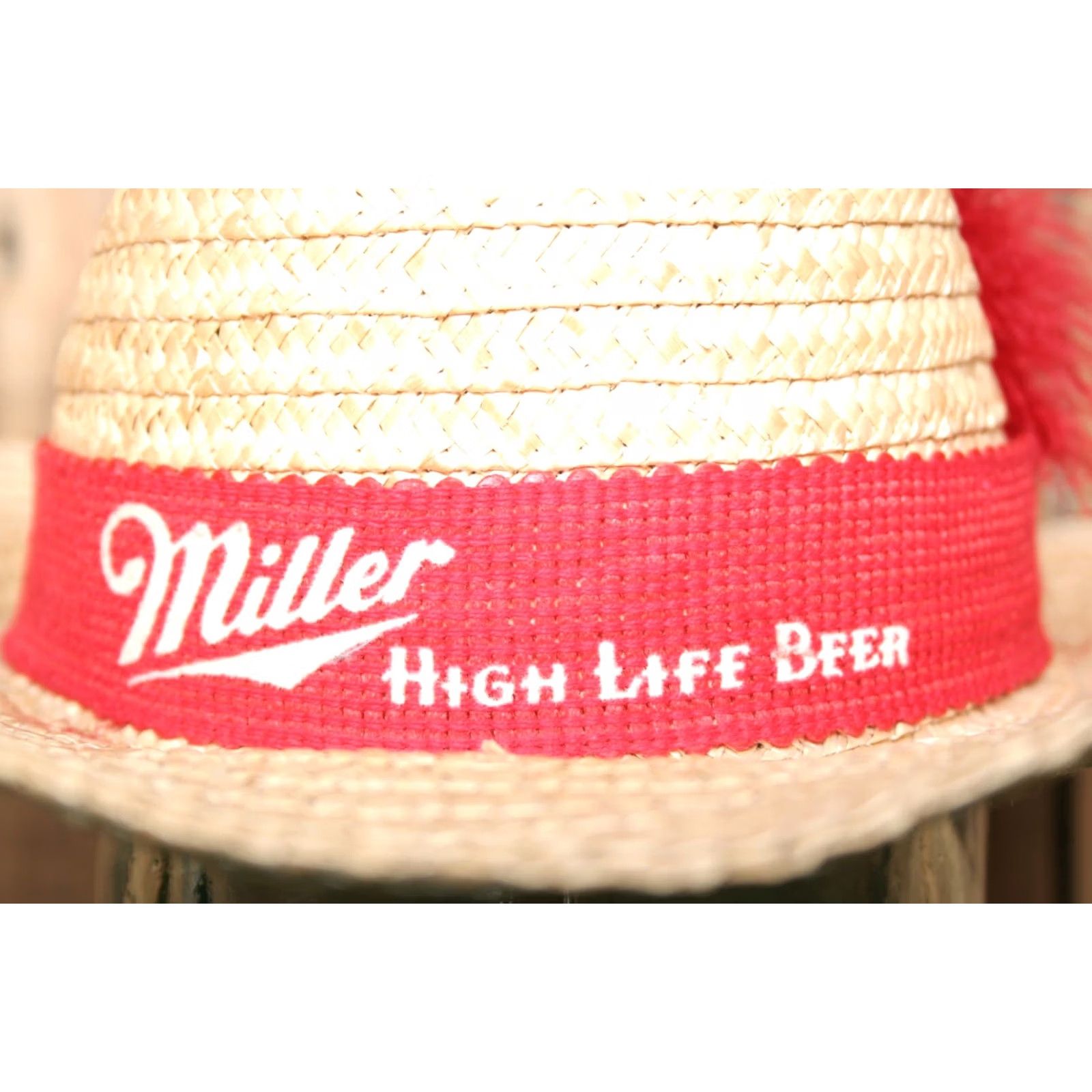 Vintage VINTAGE Miller High Life Band Straw Stomper Cowboy Hat Sz. M Natural Unisex Adults Cowboy Hat Beer 90s Mens Size ONE SIZE - 2 Thumbnail