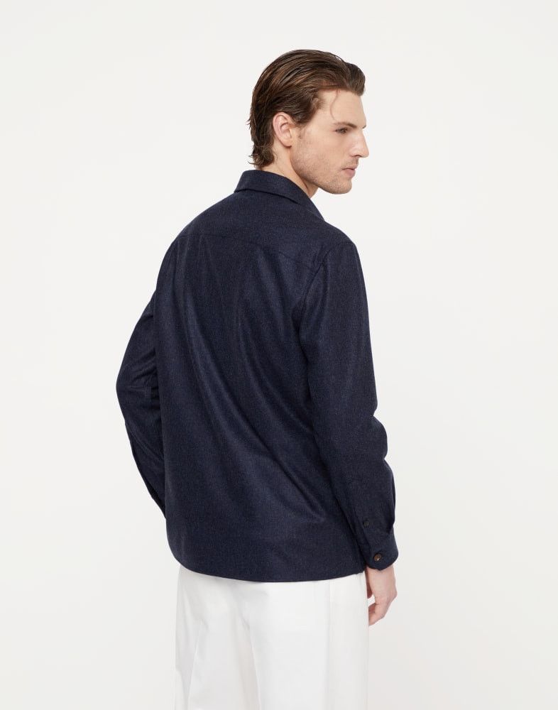 Brunello Cucinelli o1w1db10825 Flannel Sportshirt in Dark Blue Size US M / EU 48-50 / 2 - 5 Thumbnail
