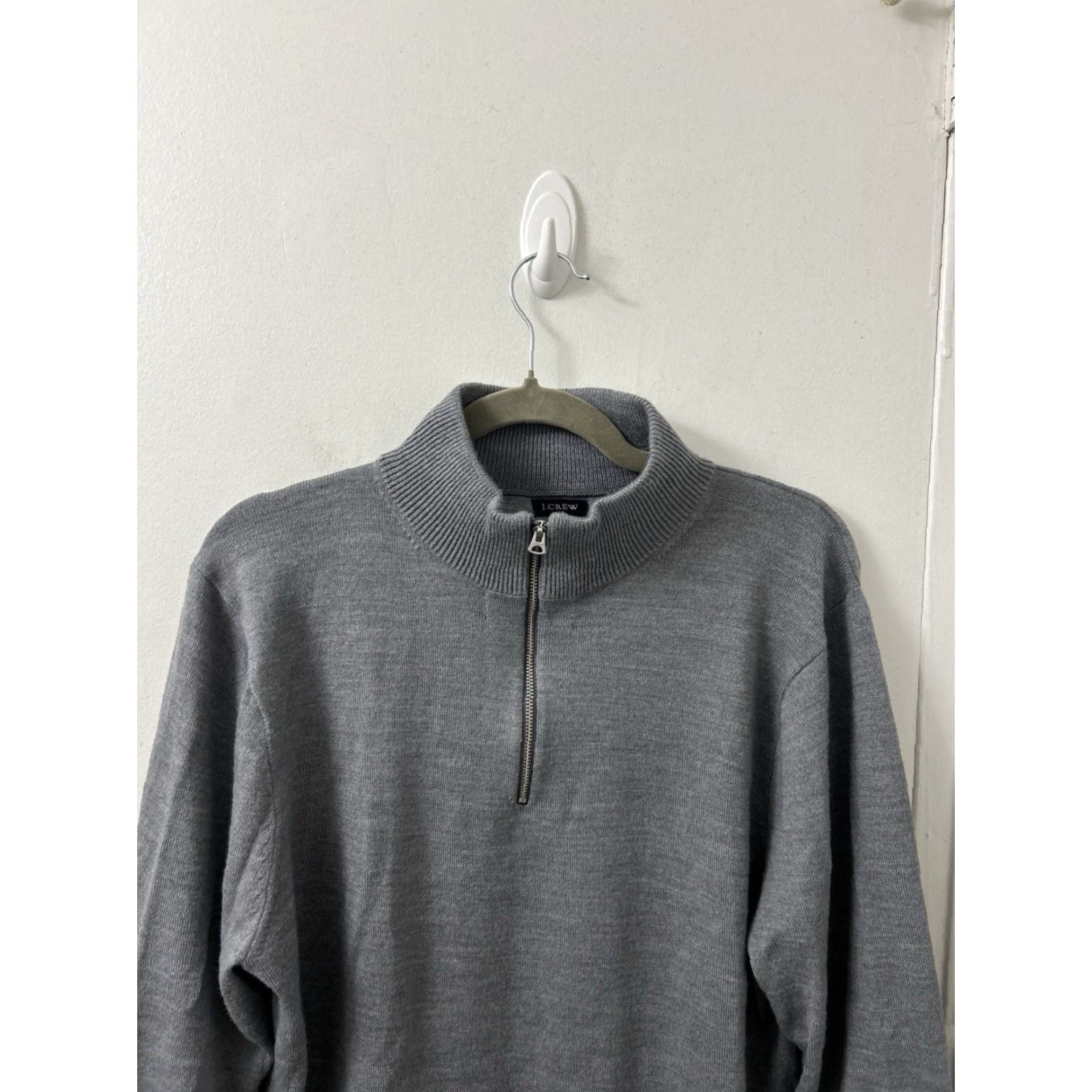 Vintage J Crew Sweater Mens Large Gray Merino Wool Blend 1/4 Zip Pullover Long Sleeve Size US L / EU 52-54 / 3 - 2 Thumbnail