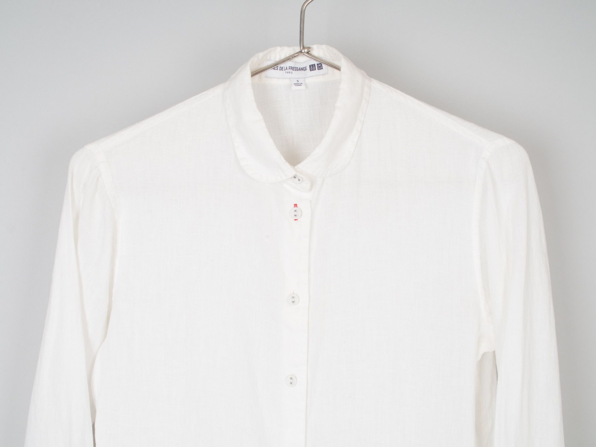 Uniqlo French Linen Round Collar Button Up Shirt Size S / US 4 / IT 40 - 3 Thumbnail