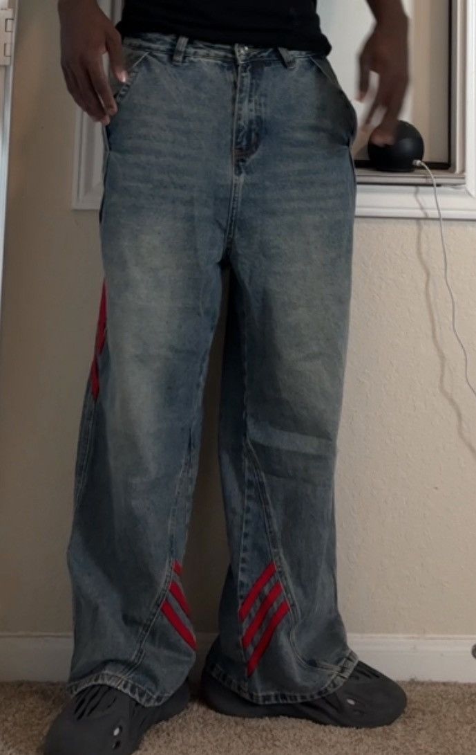 Japanese Brand JAPANESE RED STRIPED DENIM JEANS BALENCIAGA STYLE Size US 32 / EU 48 - 3 Thumbnail