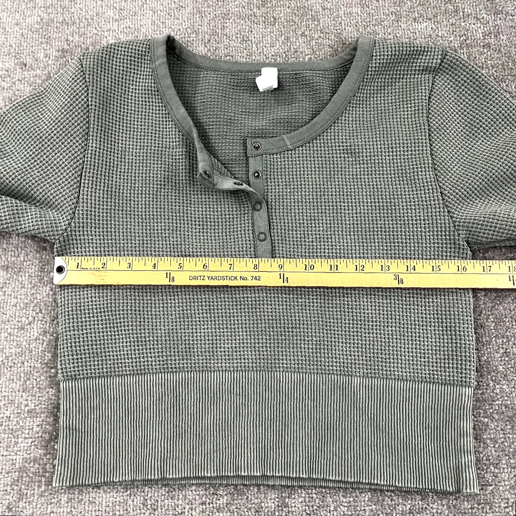 Vintage OFFLINE by AERIE Shirt Womens XL Green Cropped Waffle Henley Long Sleeve Size XL / US 12-14 / IT 48-50 - 5 Thumbnail
