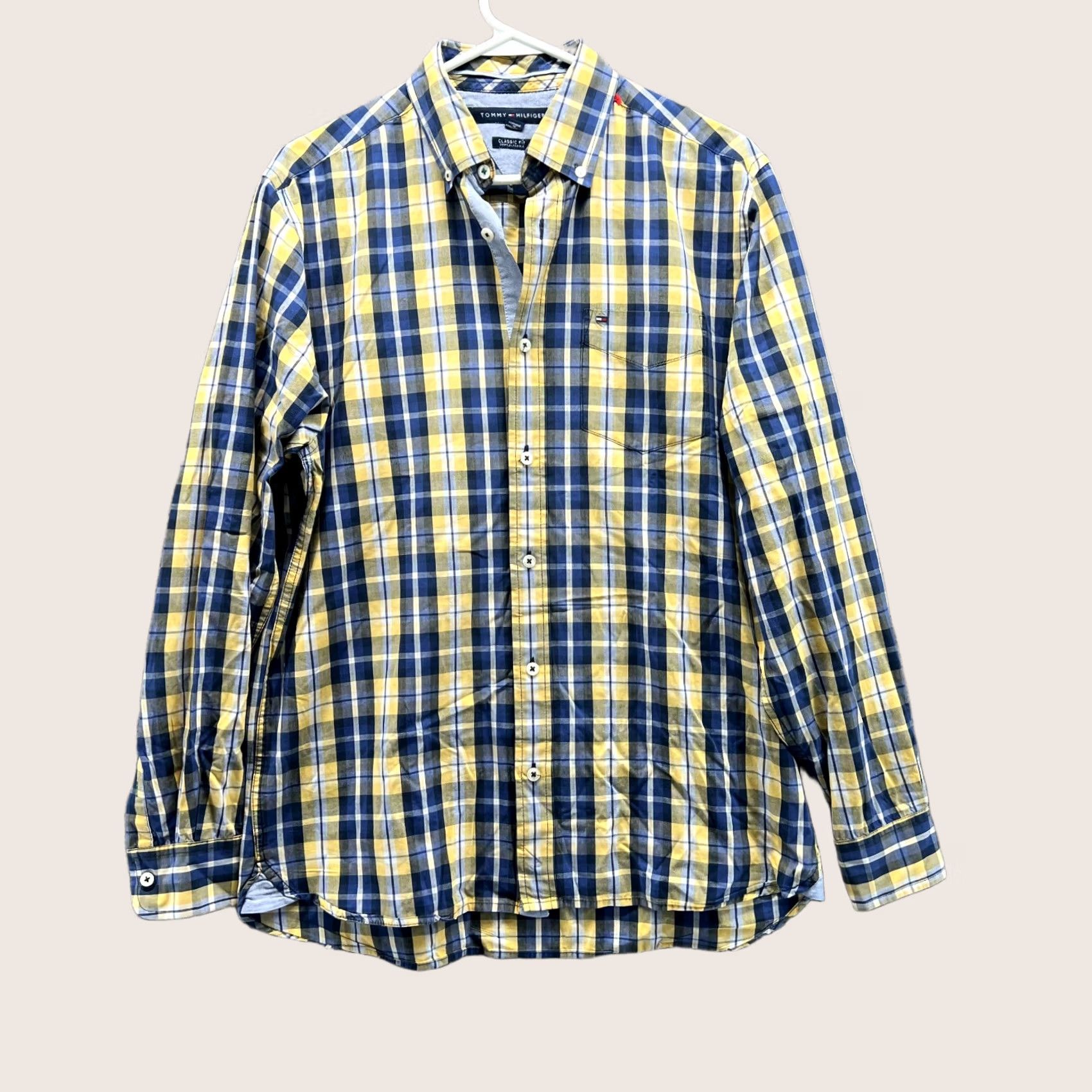Tommy Hilfiger Tommy Hilfiger Shirt Men Small Adult Yellow Plaid Button-Down Classic Fit Knit Cotton Long Sleeve Regular Button-Up Collared Size US S / EU 44-46 / 1 - 1 Thumbnail