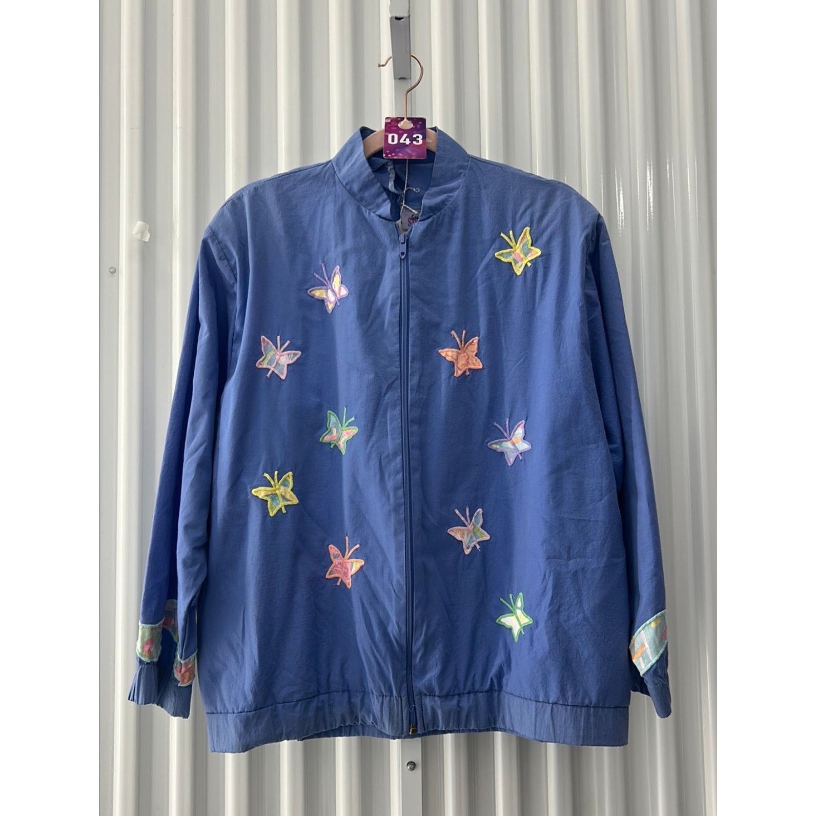 Vintage Vintage 90s Periwinkle Blue Butterfly Windbreaker Jacket Med Size M / US 6-8 / IT 42-44 - 6 Thumbnail