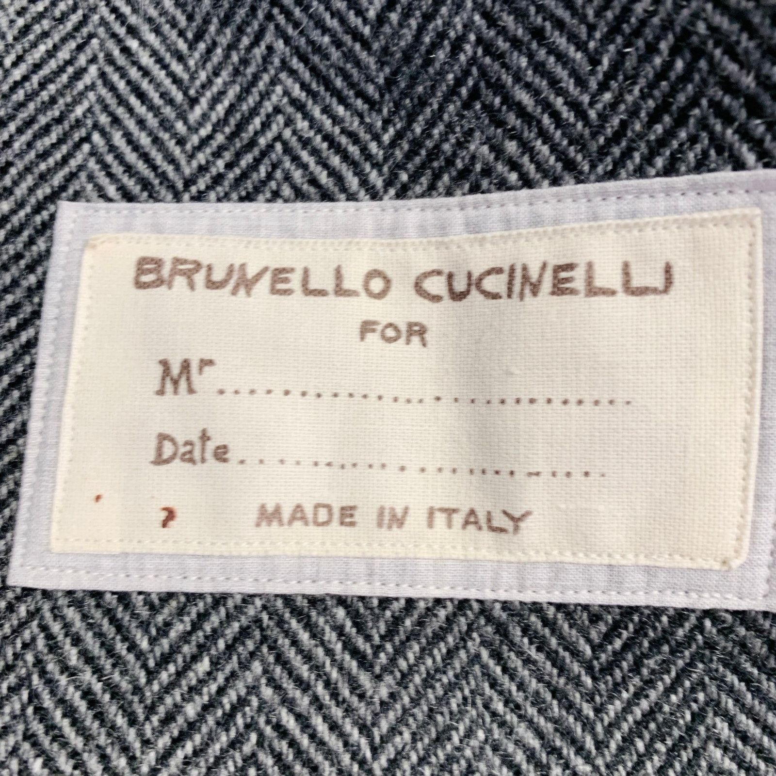 Brunello Cucinelli Size 38 Grey Black Herringbone Cashmere Sport Coat Size 38R - 6 Thumbnail