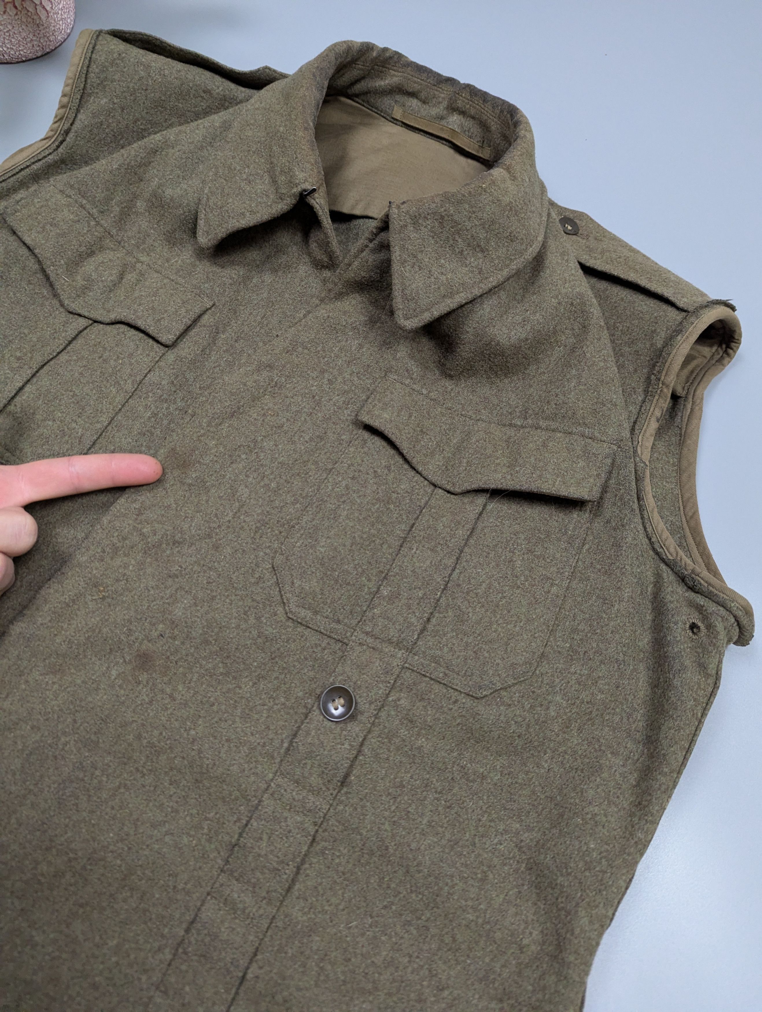 Vintage VTG 1960 Military German Wool Army Vest / Sleeveless Jacket Size US M / EU 48-50 / 2 - 9 Thumbnail