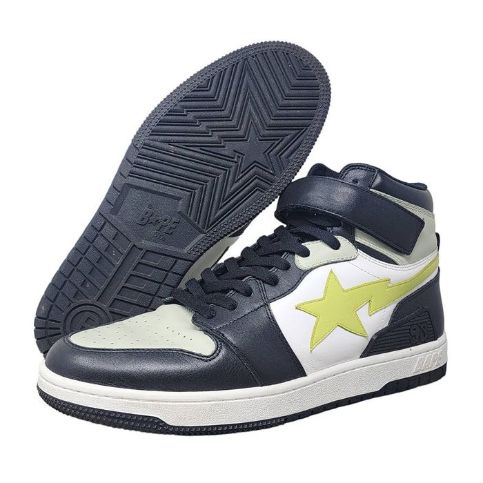 Bape A Bathing Ape Block Sta High LIME BLACK Vintage | Grailed