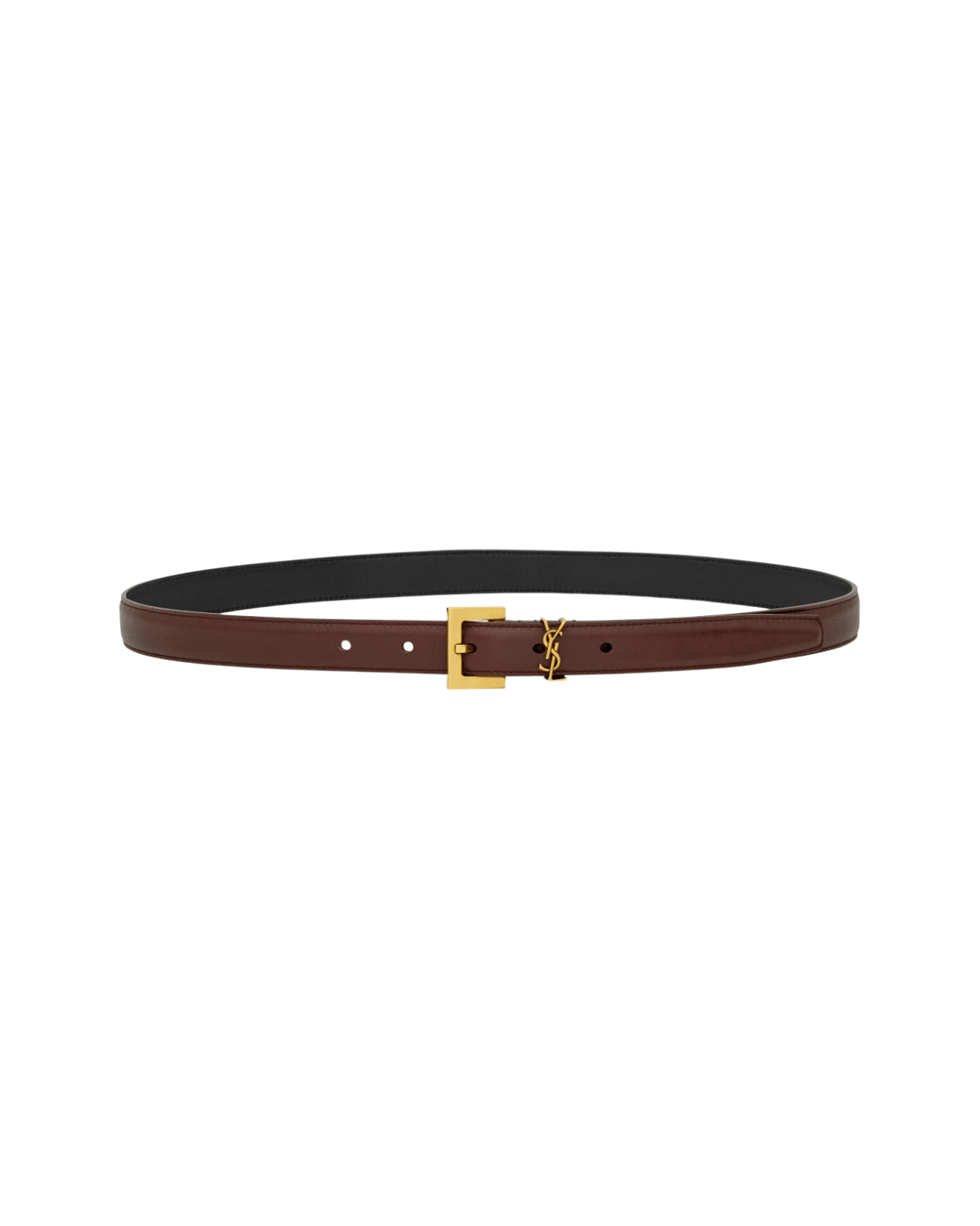 SAINT LAURENT Cassandre Red Tan Smooth Leather Belt New