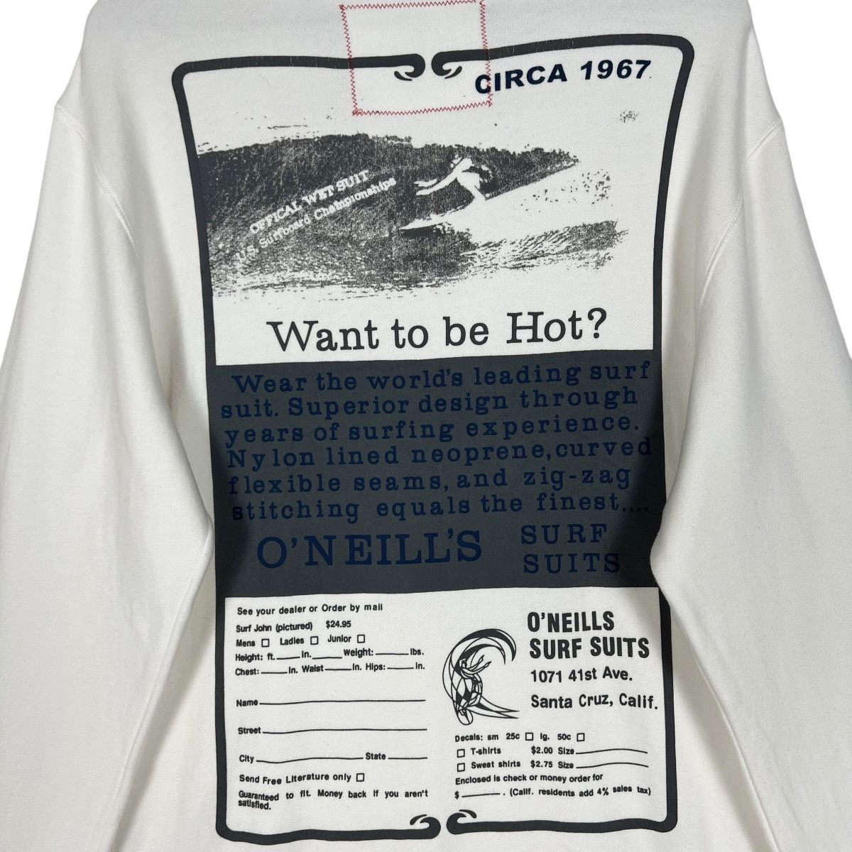O'Neill × Quiksilver × Vintage Vintage Wetsuits Oneill Santa Cruz Surfin Crew Sweatshirt Size US L / EU 52-54 / 3 - 6 Thumbnail
