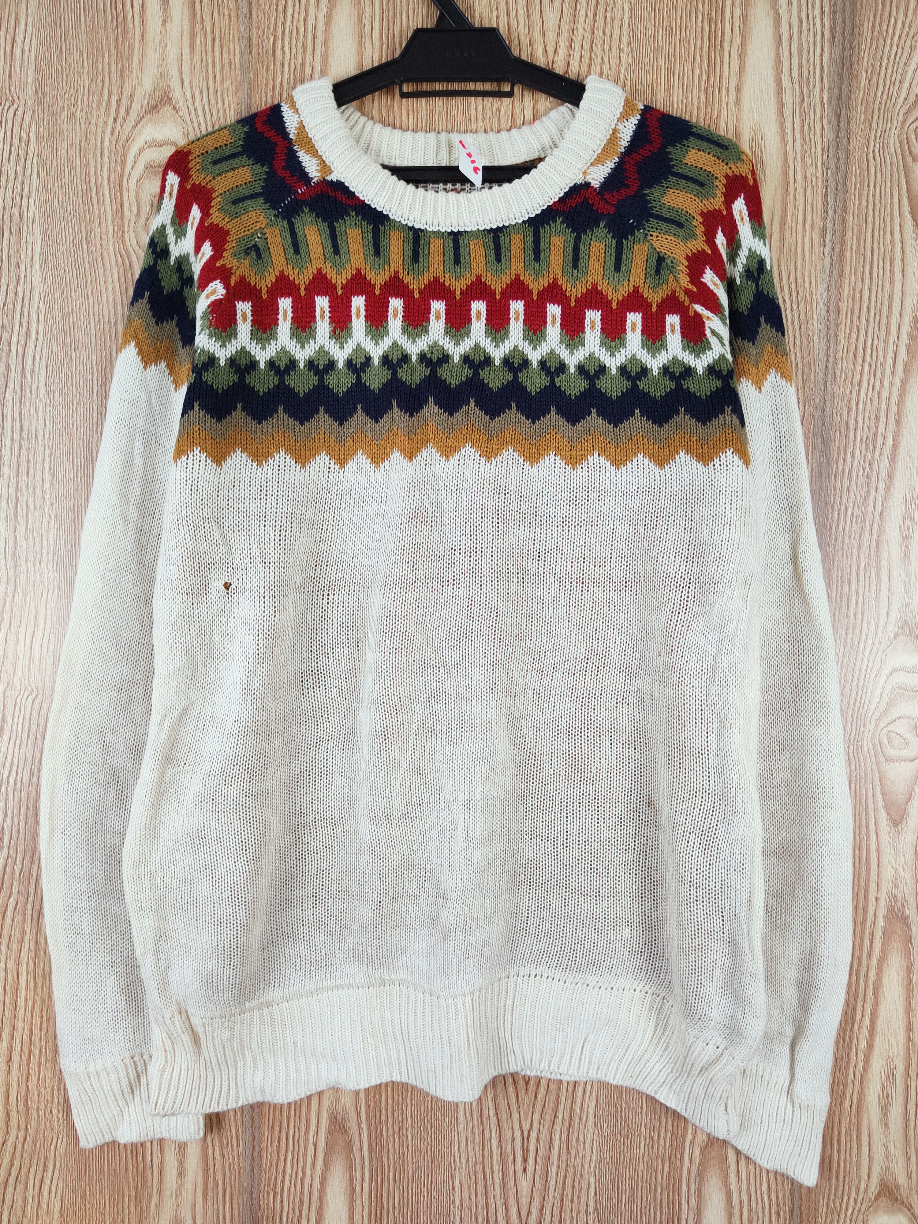 GRN × Homespun Knitwear × Japanese Brand GRN Cream Knitwear Sweatshirts #W316 Size L / US 10 / IT 46 - 1 Thumbnail