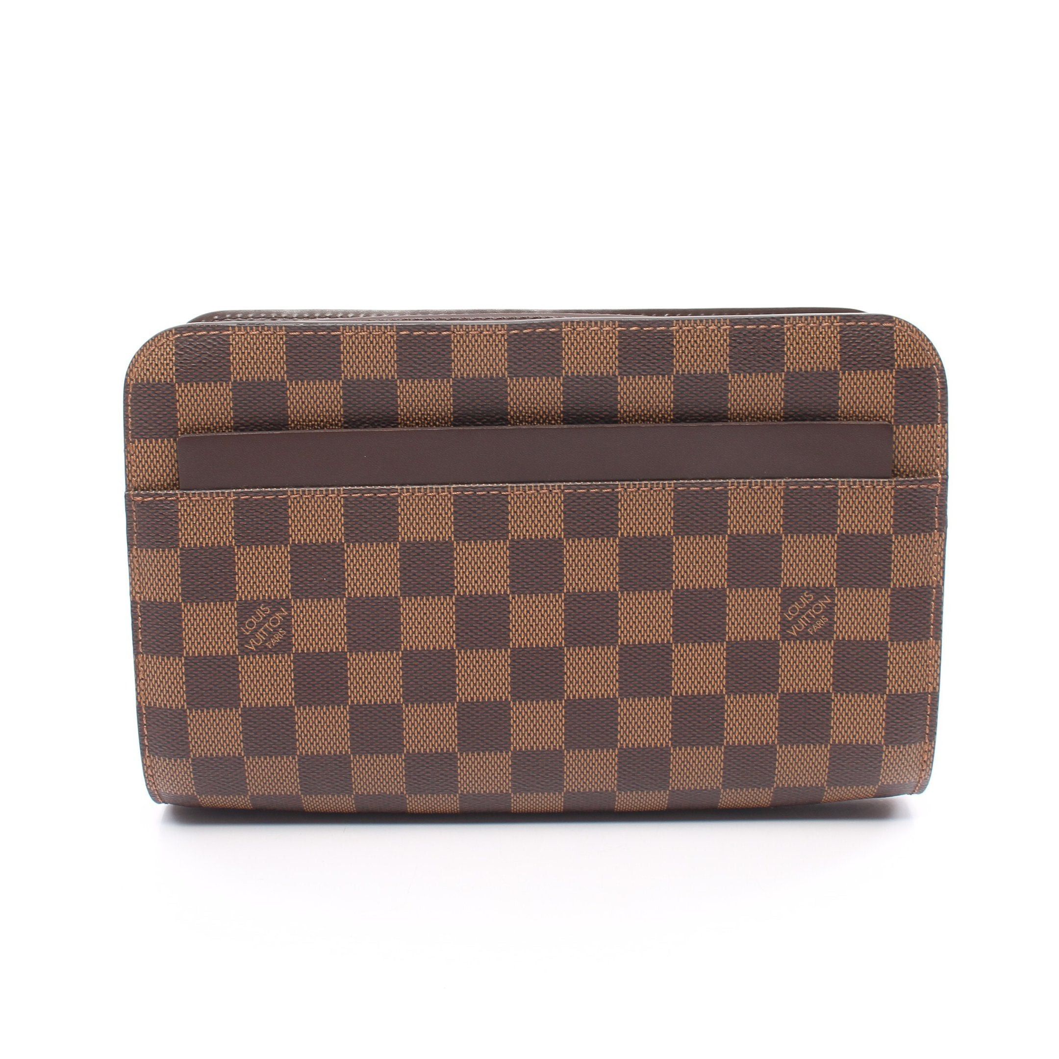 image of Louis Vuitton Saint Louis Damier Ebene Clutch Bag Second Bag Pvc Leather Brown, Men's