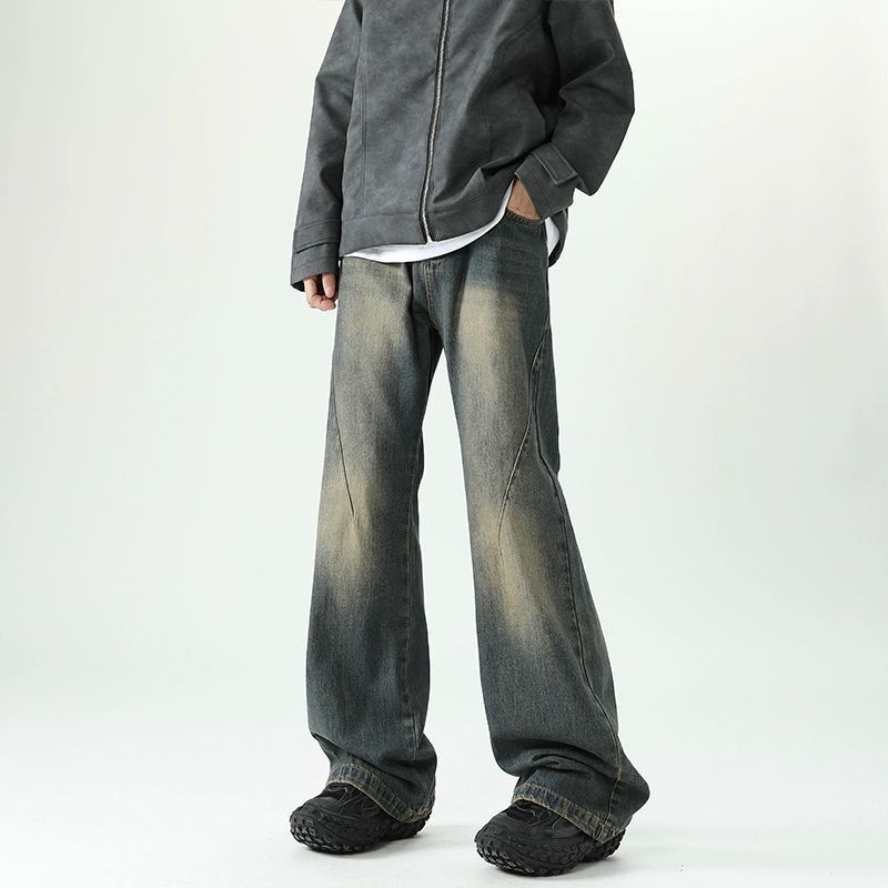 Japanese Brand Men's washed distressed loose flared gradient jeans Size US 32 / EU 48 - 2 Thumbnail