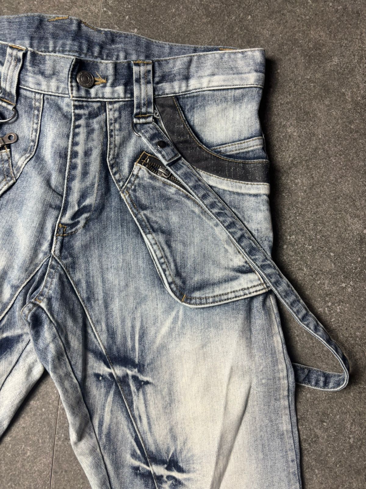 PPFM 2000s PPFM Suspender J-Cut Washed Jeans Size US 30 / EU 46 - 4 Thumbnail