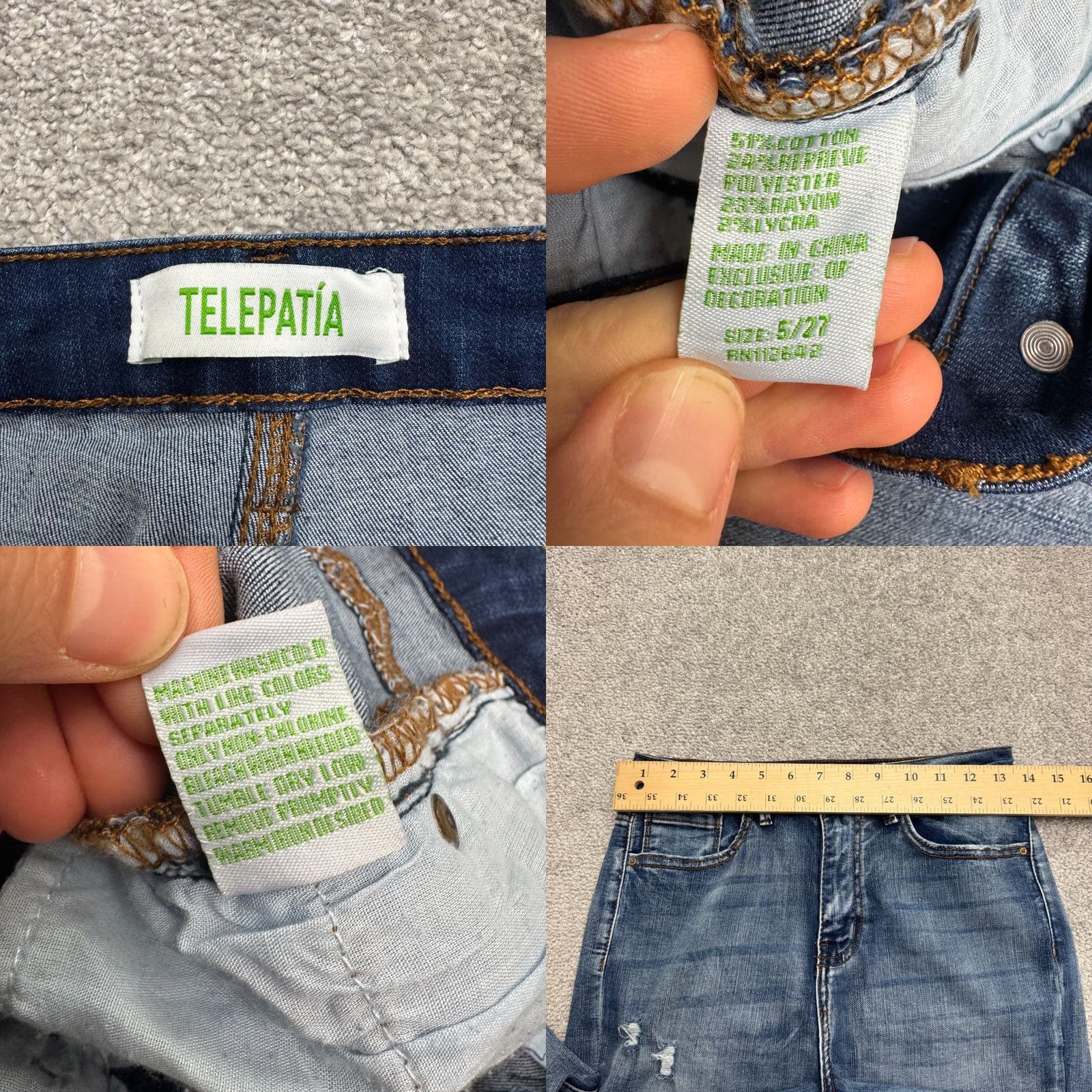 Vintage Telepatia Denim Jeans Women 27x24 High Rise Cropped Distressed Blue 5-Pocket City Streetwear Modern Casual Size 27" / US 4 / IT 40 - 8 Thumbnail