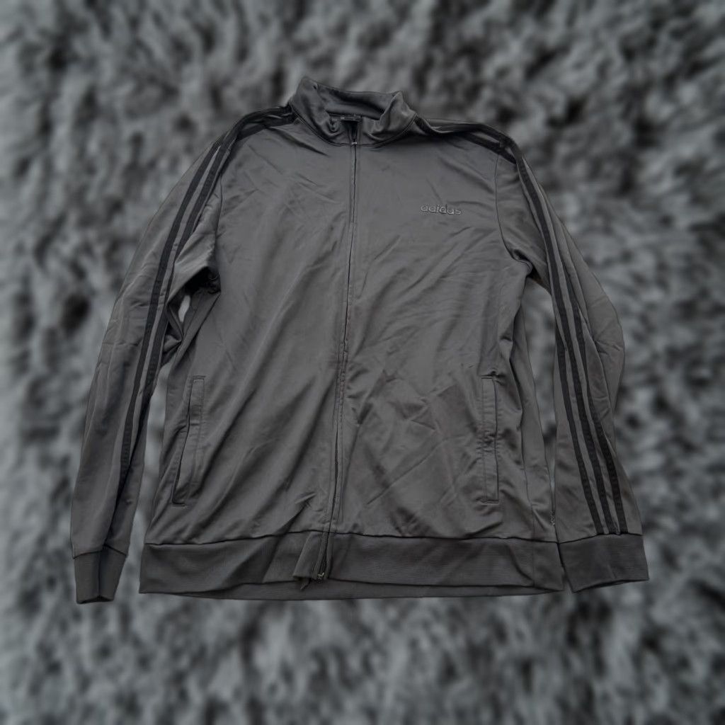 Adidas Adidas Track Jacket Mens XL Gray Full Zip Three Stripe Pockets DU0448 2019 Size US XL / EU 56 / 4 - 1 Thumbnail