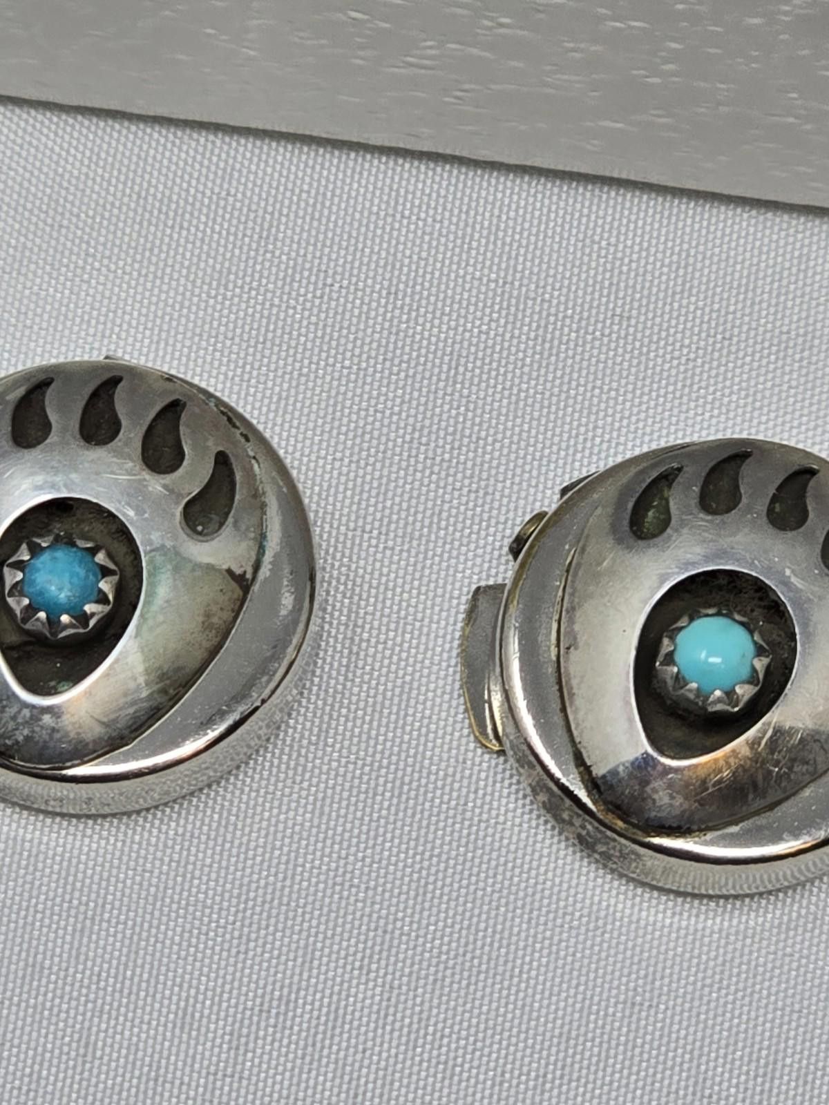 Other Vtg Santo Domingo 925 Turquoise Bear Paw Button Covers Set Size ONE SIZE - 5 Thumbnail