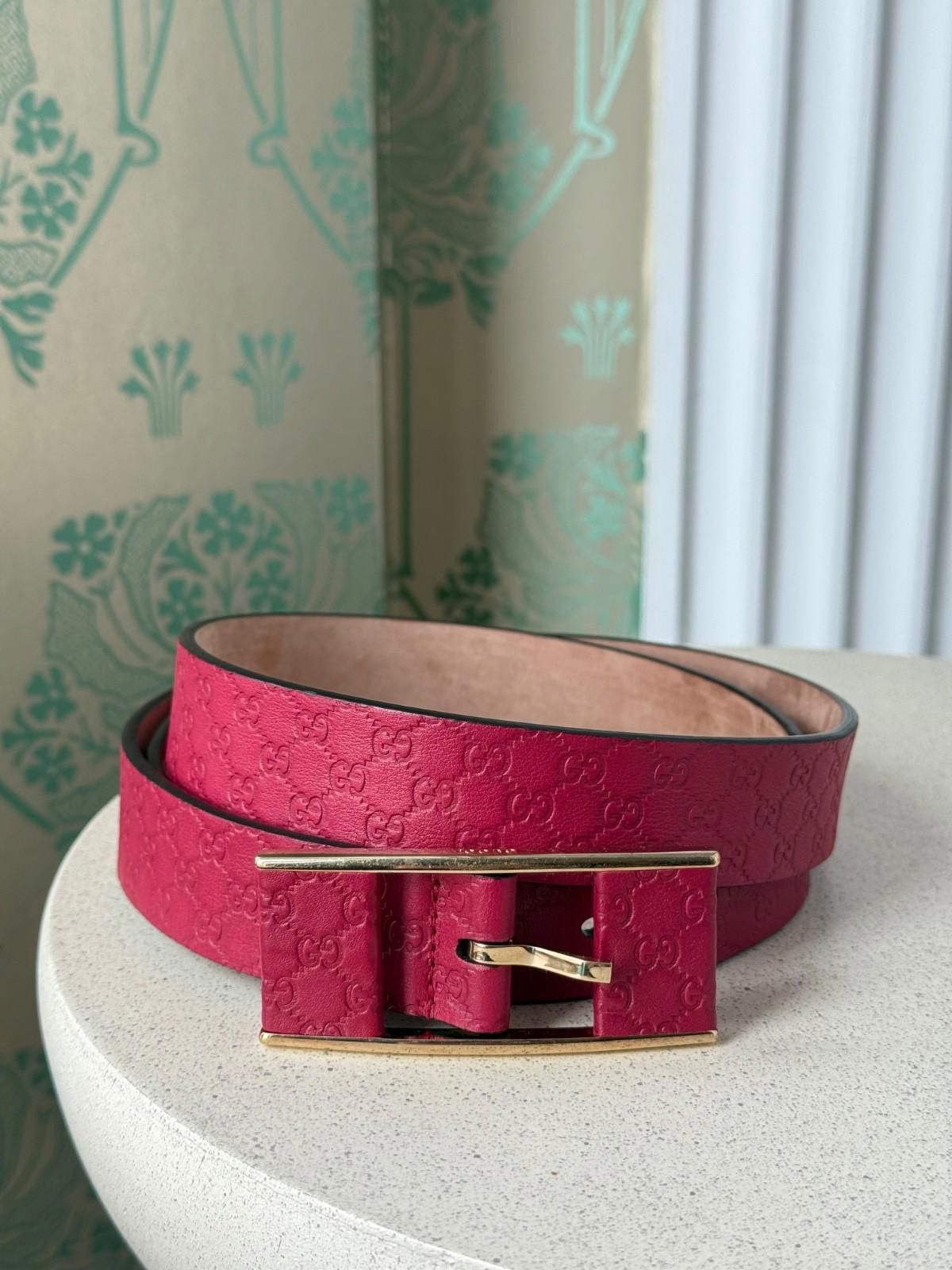 Gucci Gucci Pink Microguccissima Soft Leather Buckle Belt 95 / 38 Size ONE SIZE - 1 Thumbnail