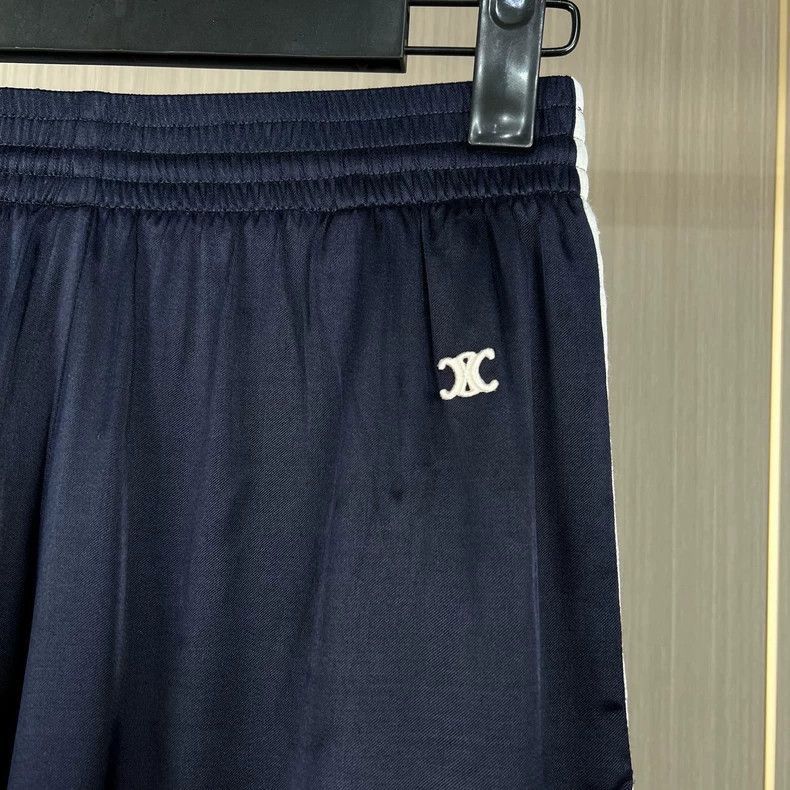 Celine Celine Embroidered Silk Shorts in Navy Size US 36 / EU 52 - 3 Thumbnail