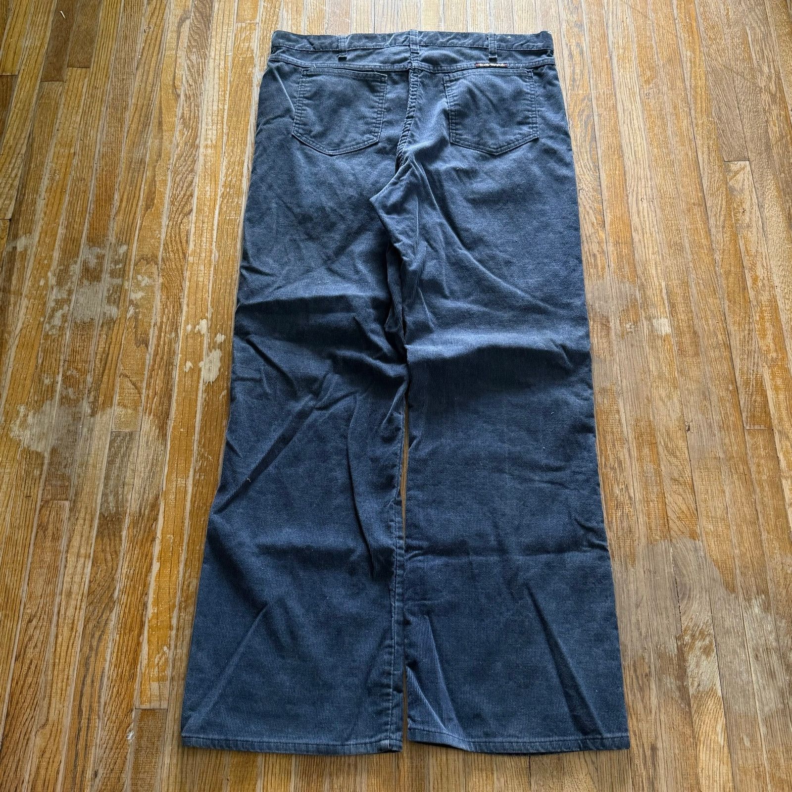 Vintage 70’s Blue Buckle Navy Blue Corduroy Flare Pants Talon 42 Size US 36 / EU 52 - 3 Thumbnail