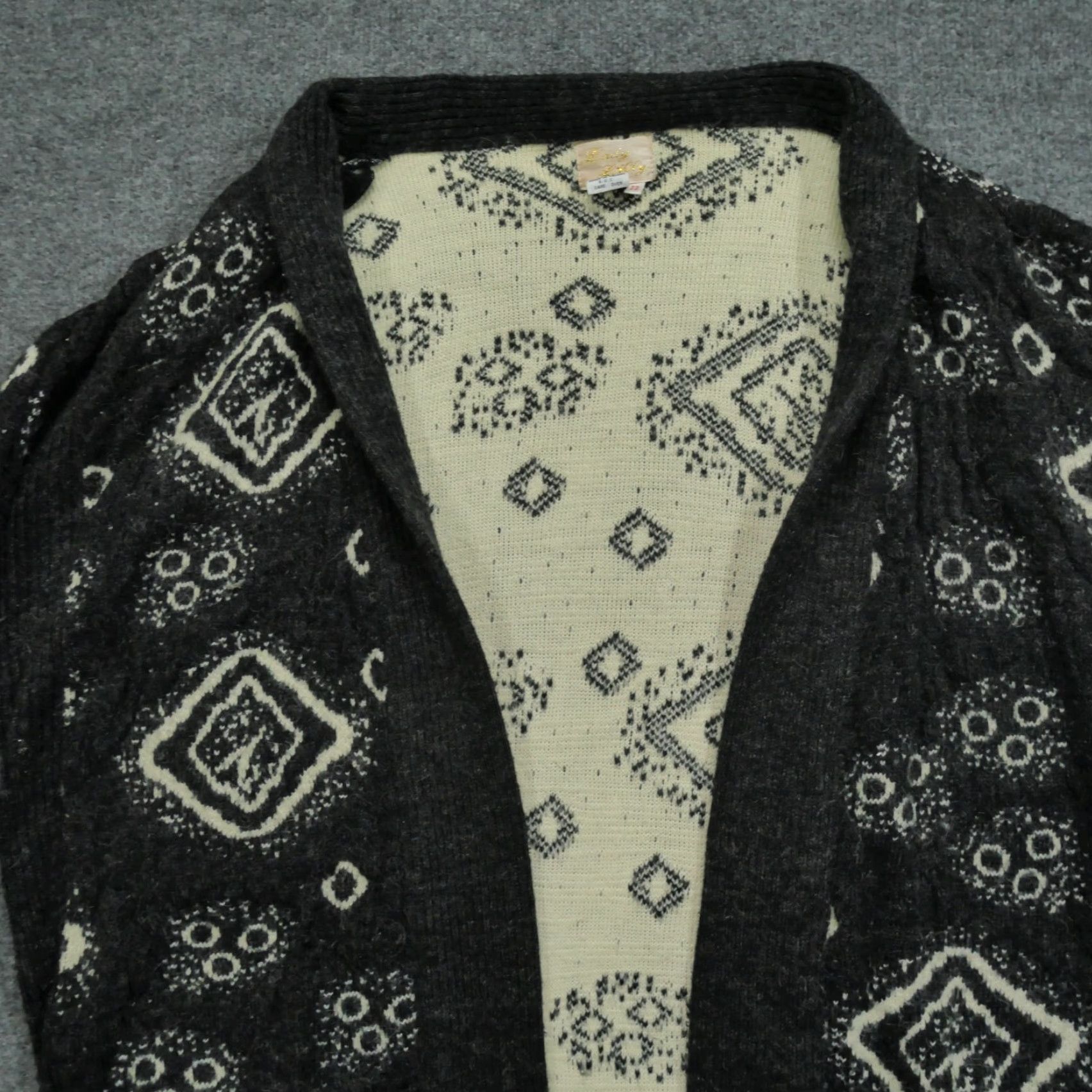 Vintage VINTAGE Lady Lilly Cardigan Sweater Womens 22 Plus Brown Grey Cream Wool Blend Knit Pockets 80s Size 3XL / US 20-22 - 2 Thumbnail