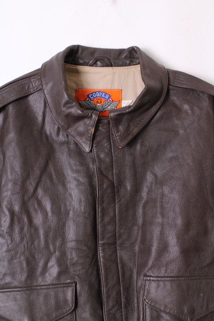 Cooper VINTAGE COOPER A2 LEATHER JACKET BROWN - L/XL Size US L / EU 52-54 / 3 - 2 Thumbnail