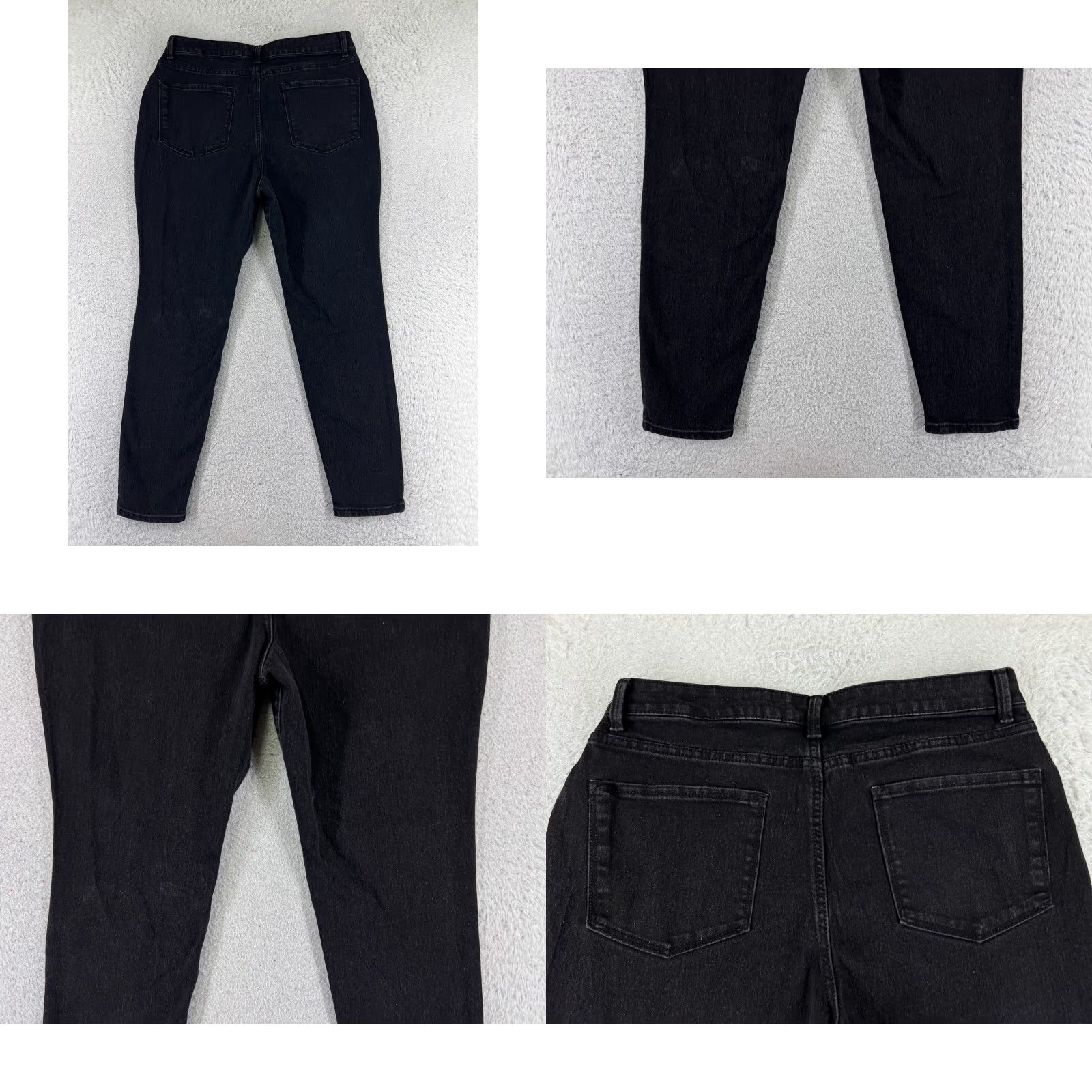 Vintage No Boundaries Jeans Women's Black Denim Skinny High Rise 15 Regular Cotton Blend 5-Pocket 29x26 Distressed Pockets Comfort Size 36" / US 14 / IT 50 - 9 Thumbnail