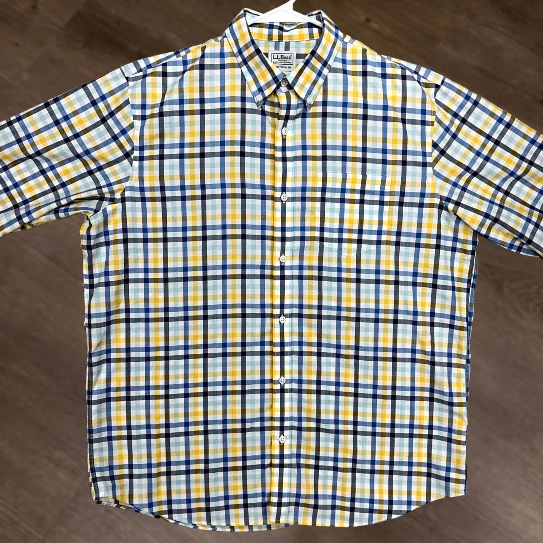 Vintage L.L. Bean Mens Button Down Shirt Large Reg Blue Yellow Plaid Long Sleeve Pocket Shirt Boy? Size US L / EU 52-54 / 3 - 1 Thumbnail