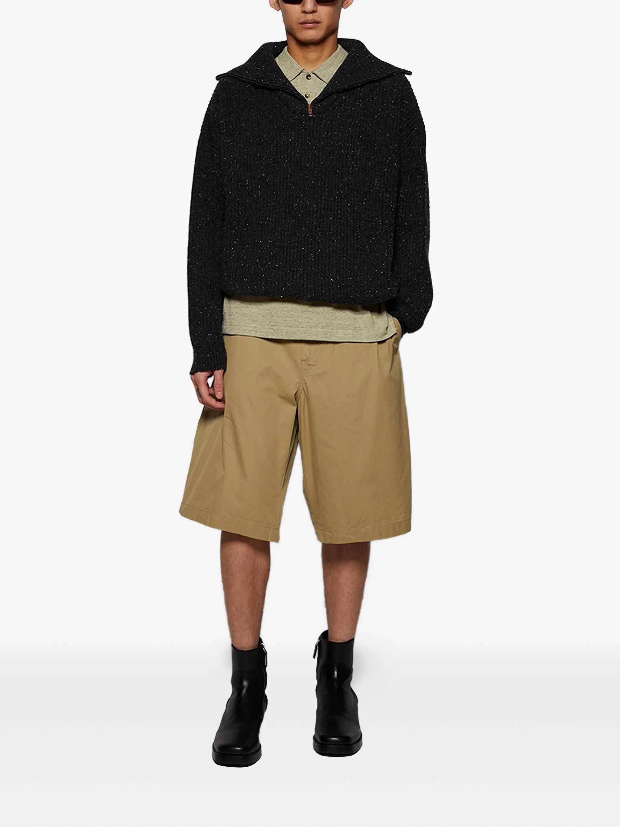 Maison Margiela o1w1db10226 Zip-neck Textured Knit Sweater in Dark Grey Size US XL / EU 56 / 4 - 2 Thumbnail