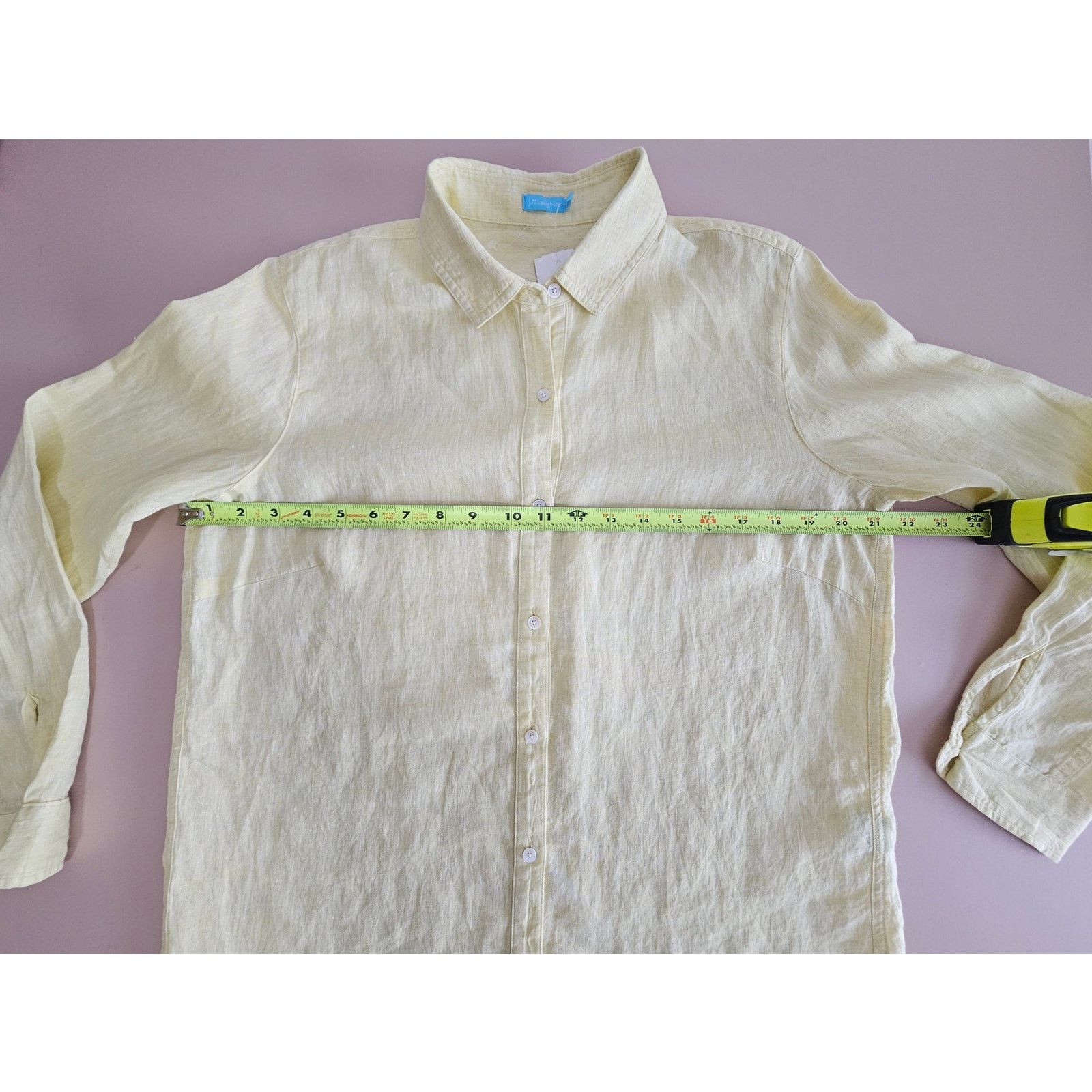 J.McLaughlin J. McLaughlin Linen Lime Britt Blouse Preppy Button Down M Size M / US 6-8 / IT 42-44 - 5 Thumbnail