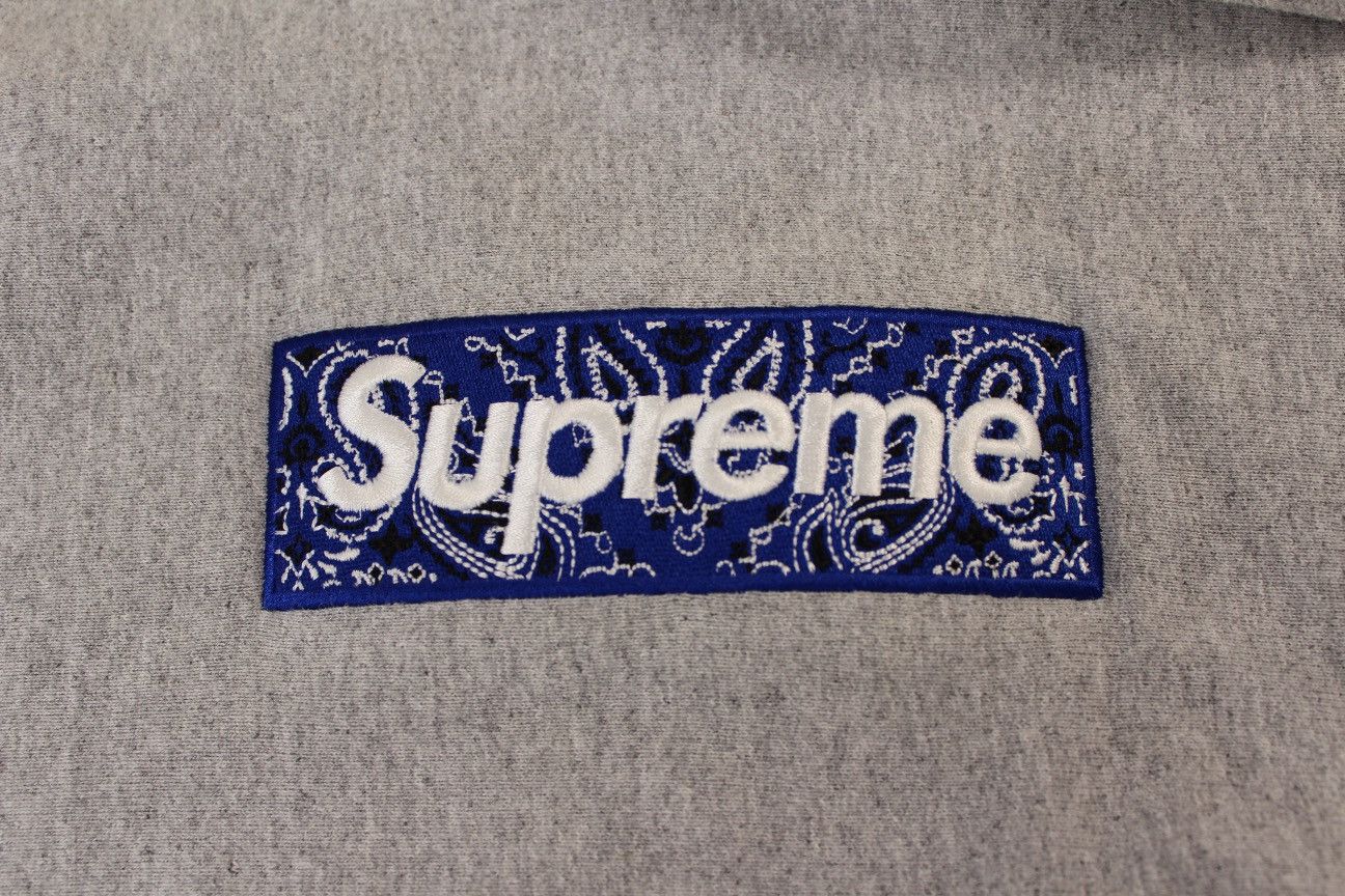 Supreme Supreme Bandana Box Logo Hooded Sweatshirt 'Heather Grey' Size US M / EU 48-50 / 2 - 8 Thumbnail