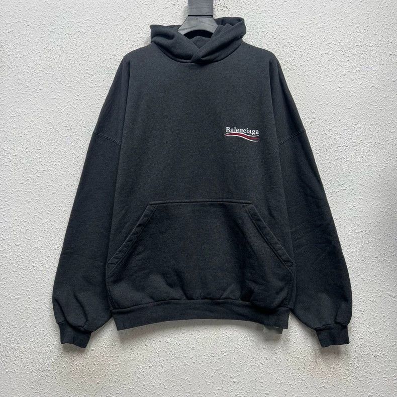 Balenciaga Balenciaga Charcoal grey embroidered cola sea wave hoodie Size US M / EU 48-50 / 2 - 1 Thumbnail