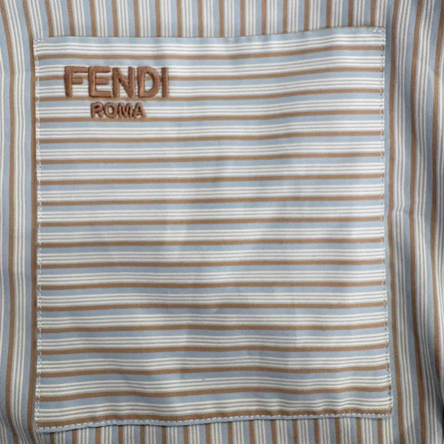 Fendi FENDI SS25 Women's Light Blue Stripe Embroidered Logo Shirt Size S / US 4 / IT 40 - 6 Thumbnail