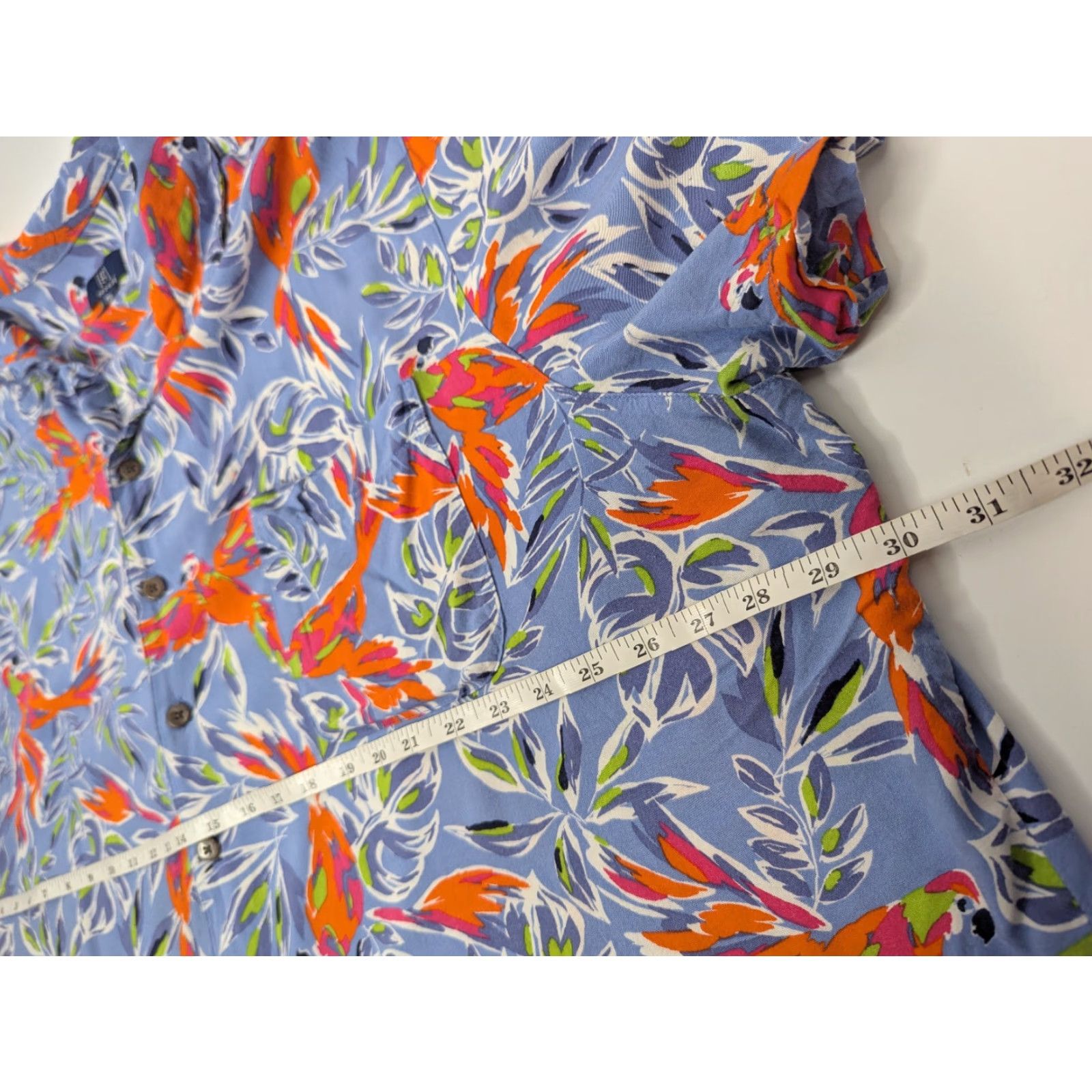 George George Shirt Mens 3XL Blue Palm Leaf Bird Of Paradise Rayon Camp Hawaiian Casual Button-Up Size US XXL / EU 58 / 5 - 5 Thumbnail
