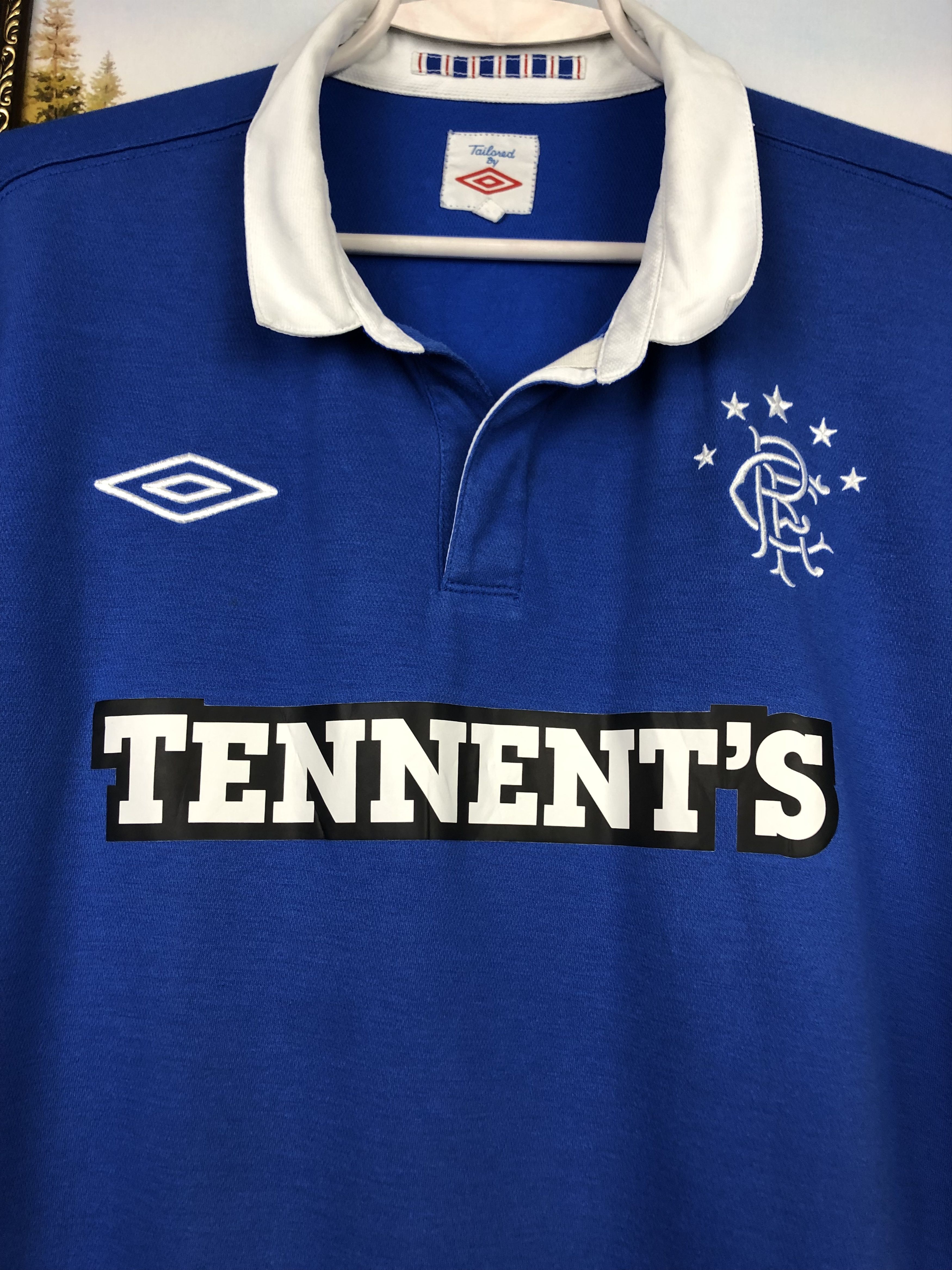Vintage Rangers football shirt 2010 Soccer #17 Diouf Jersey Umbro Size US XL / EU 56 / 4 - 5 Thumbnail