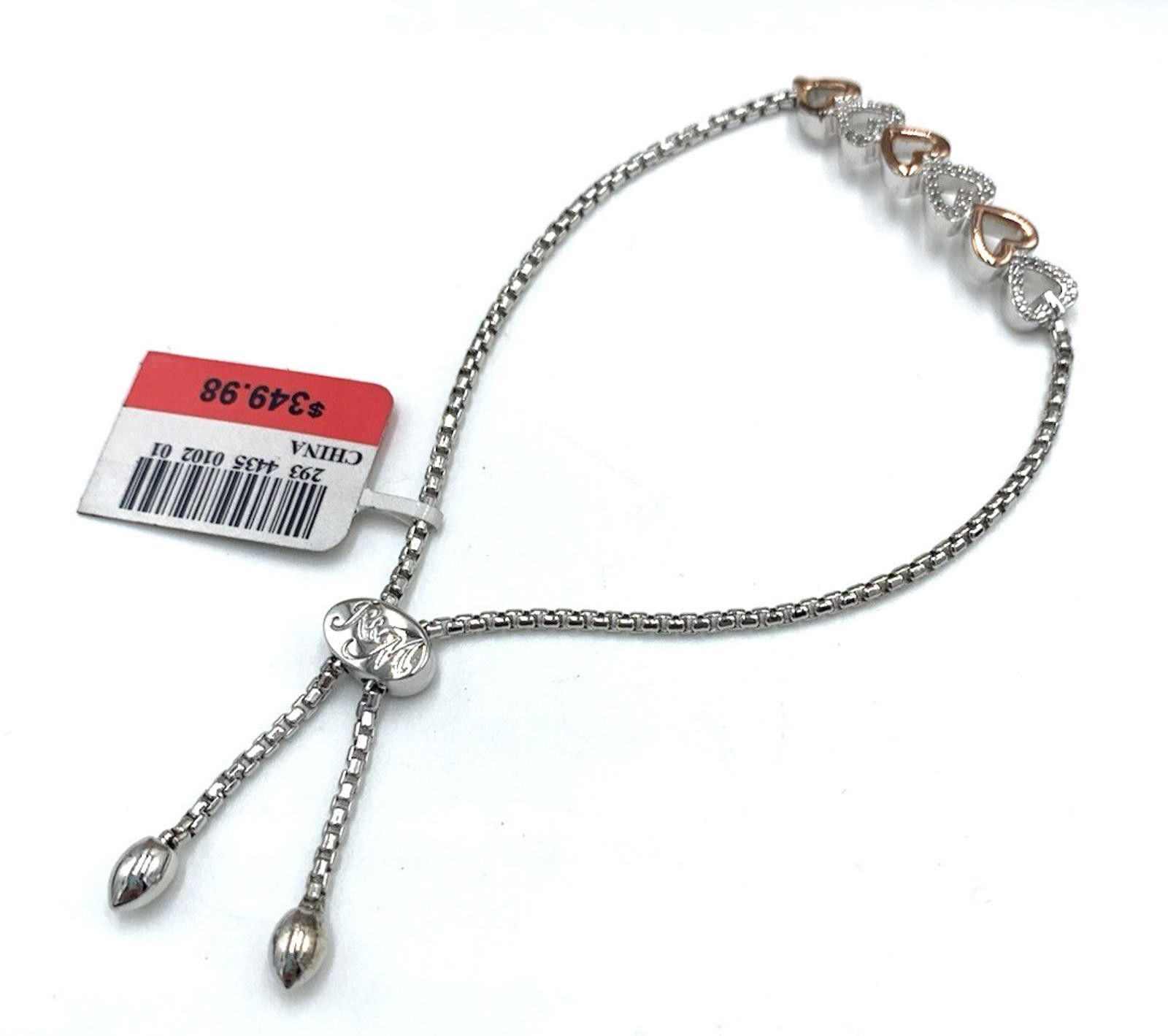 Other 14kt Rose Accent Gold Diamond Open Heart Adjustable Bracelet Size ONE SIZE - 2 Thumbnail