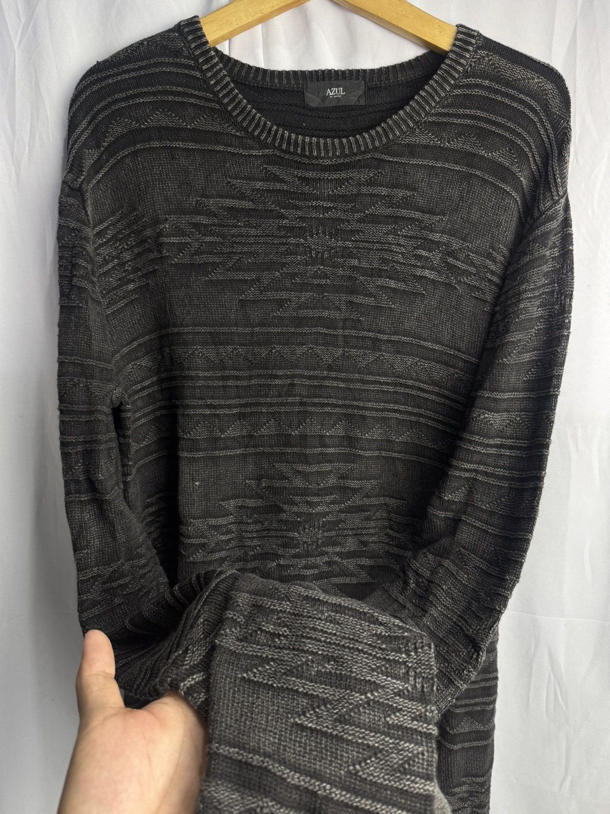 Yohji Yamamoto Navajo Knit Sweaters Moussy Black Washed Archive Styled Size US L / EU 52-54 / 3 - 4 Thumbnail