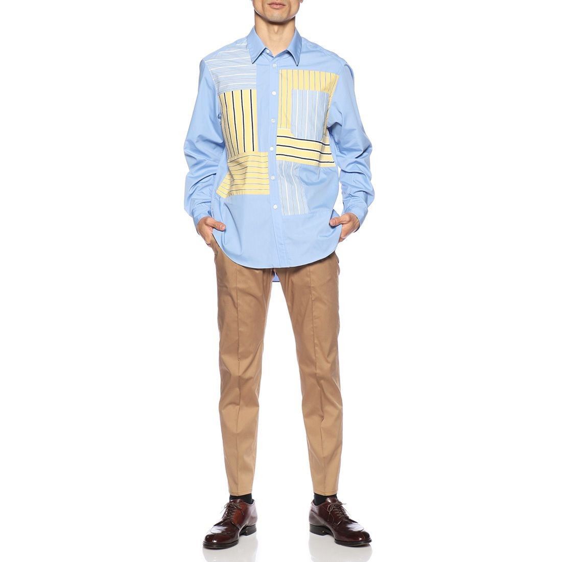 image of Luxury Knit Patchwork Long Shirt Coohem in Mix, Men's (Size Large)