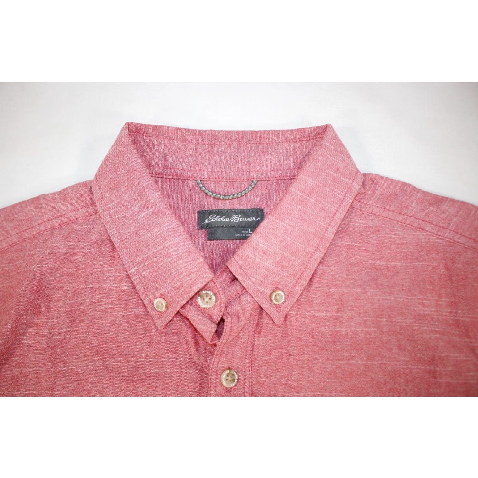 Eddie Bauer Eddie Bauer Grifton Short Sleeve Cotton Button Down Shirt Red Men's L Size US L / EU 52-54 / 3 - 4 Thumbnail