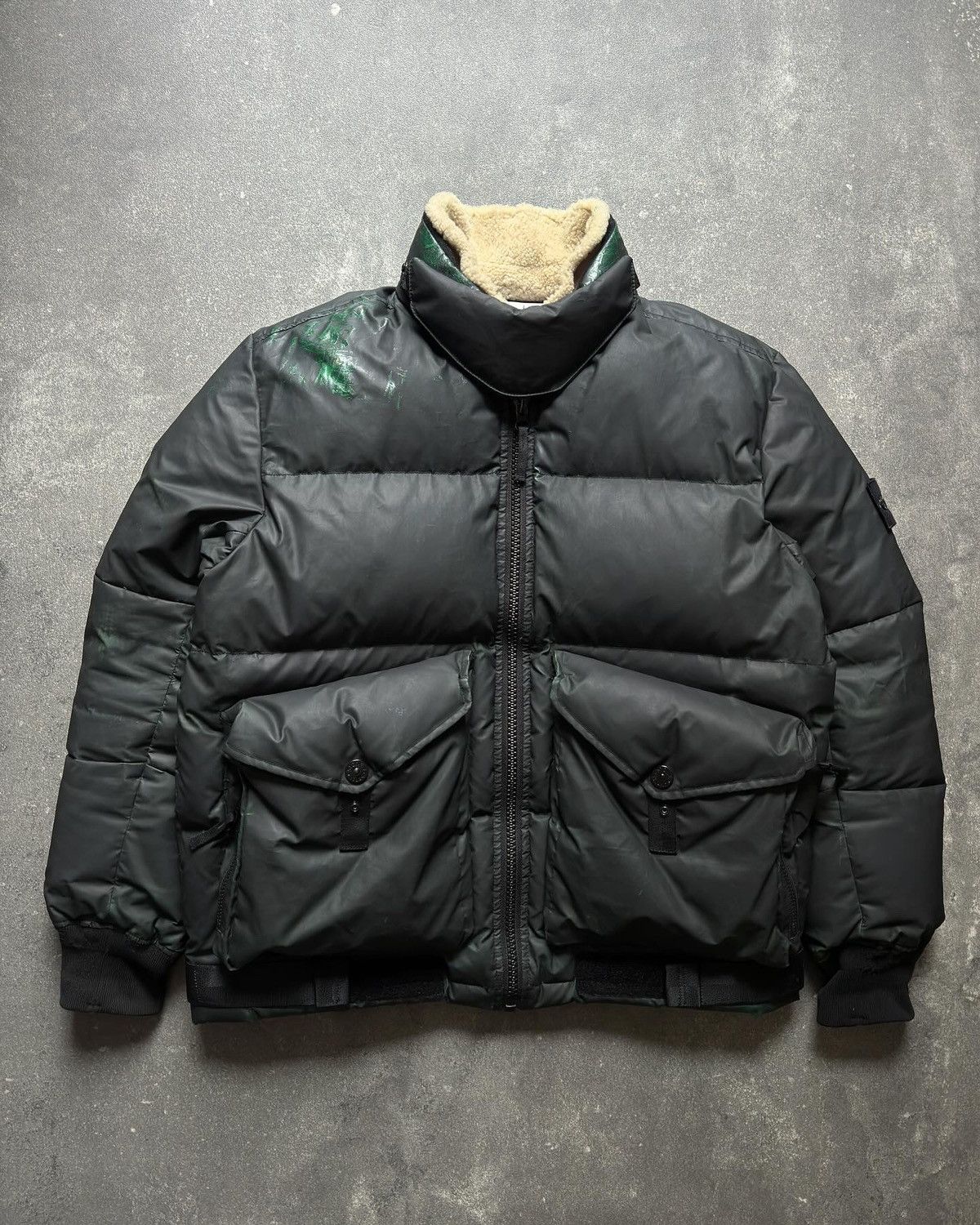 Stone island multi bag knit down jacket discount