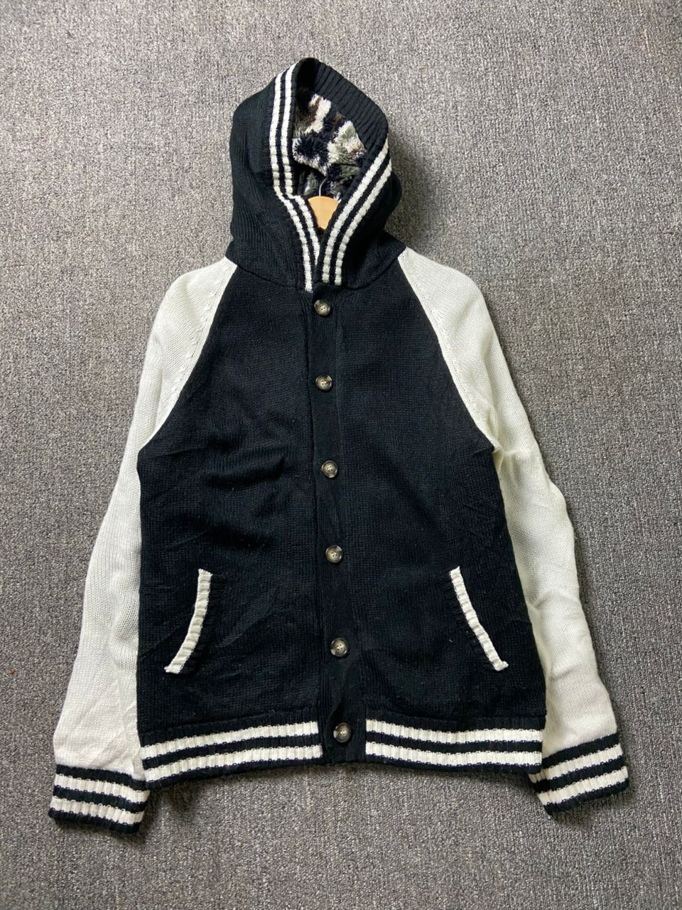 In The Attic In The Attic Homme Knitted Varsity Style Jacket (189) Size US L / EU 52-54 / 3 - 1 Thumbnail