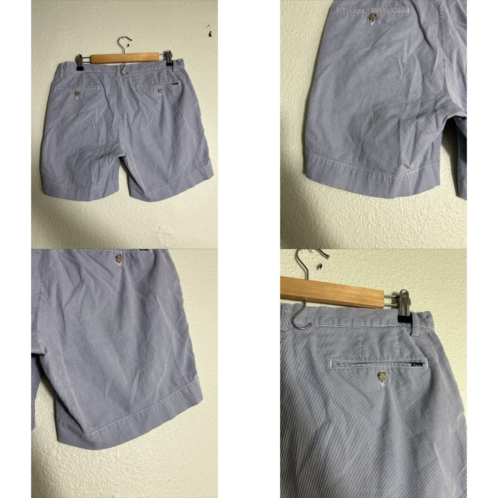 Polo Ralph Lauren VINTAGE Polo Ralph Lauren Mens Shorts 34 Chino Blue White Striped 100% Cotton Mens Size US S / EU 44-46 / 1 - 8 Thumbnail