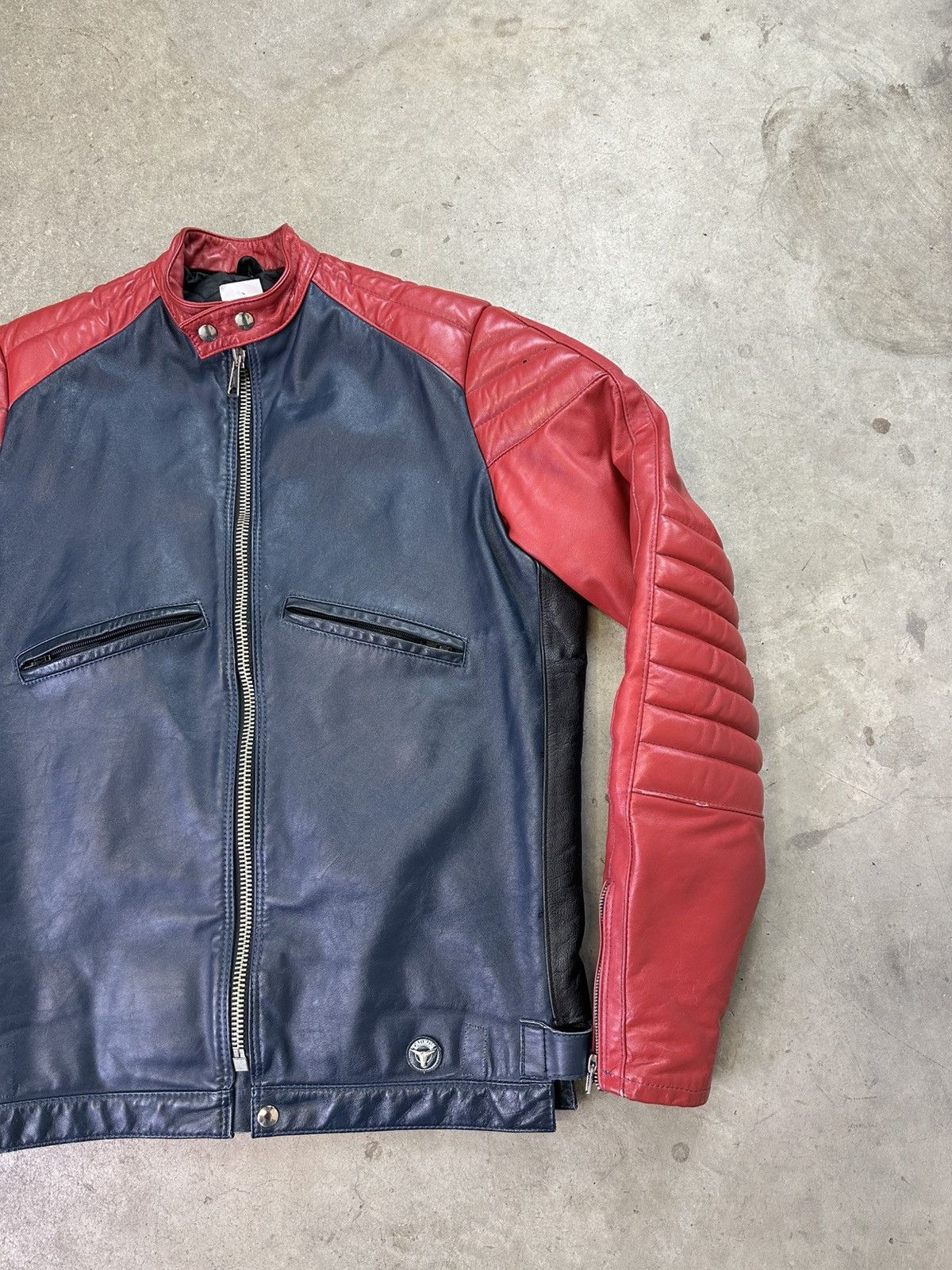 Vintage vintage 80s taurus moto leather jacket navy red M/L Size US M / EU 48-50 / 2 - 2 Thumbnail