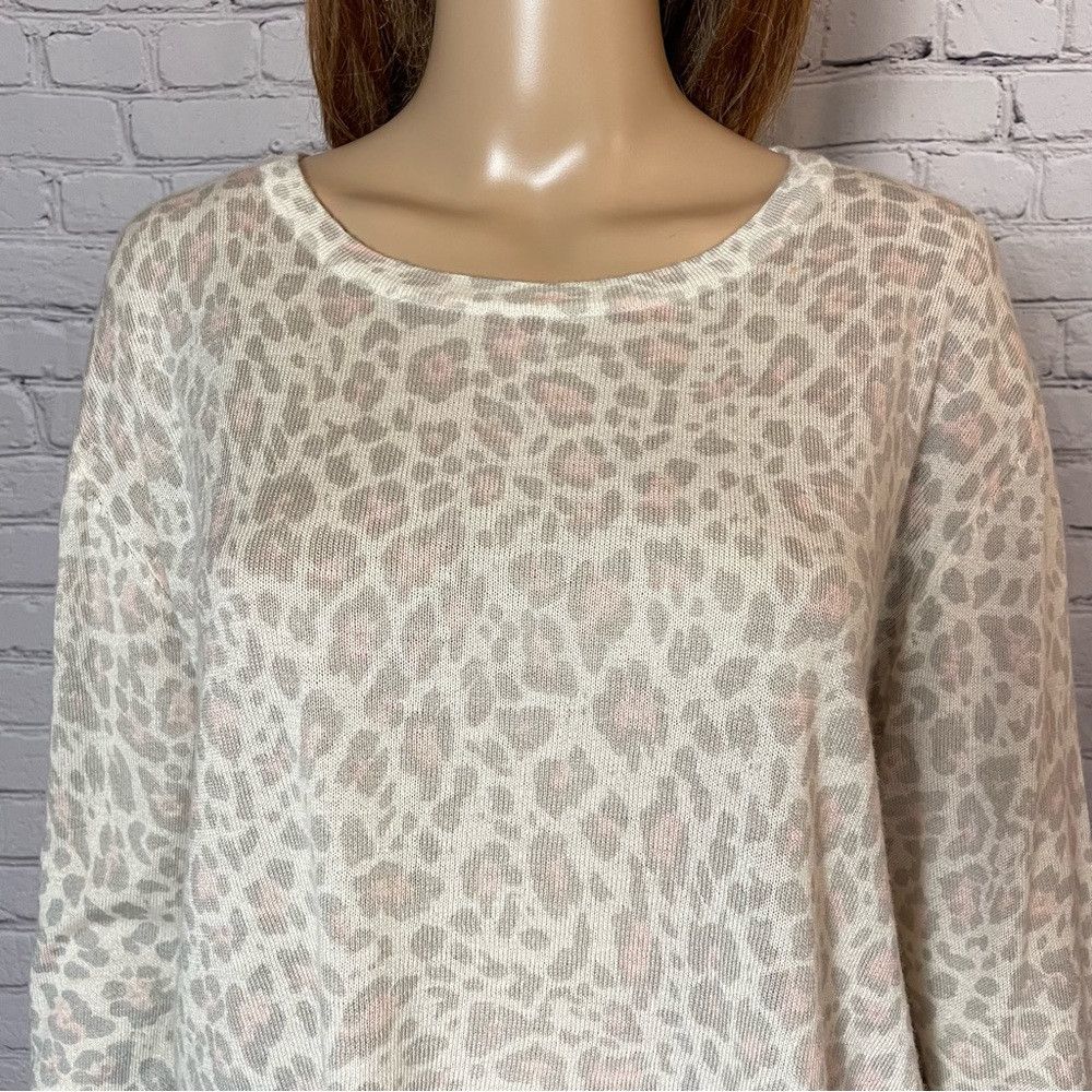 Other Olivaceous Animal Print Long Sleeve Crop Wool Blend Top Swe Size L / US 10 / IT 46 - 3 Thumbnail